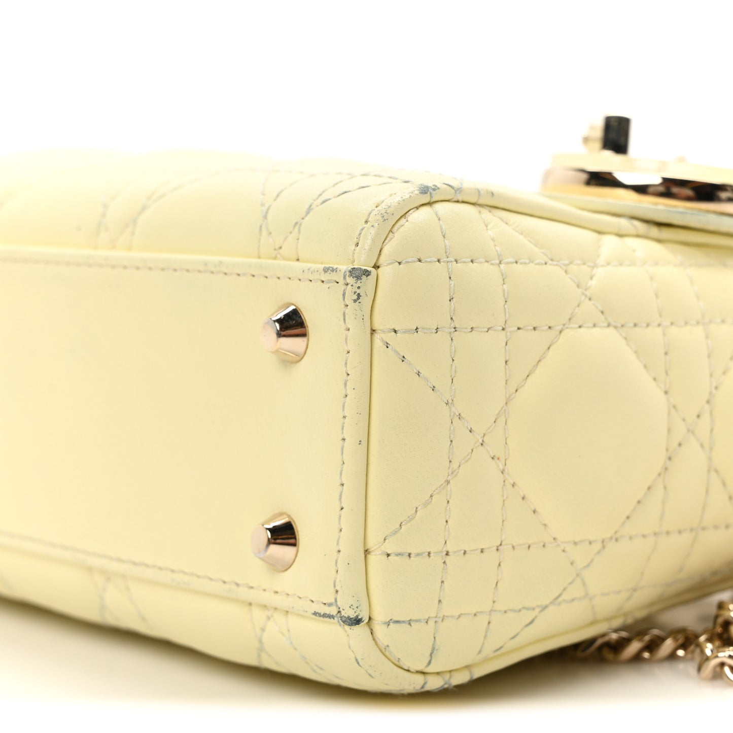 Lambskin Cannage Mini Lady Dior Soft Yellow