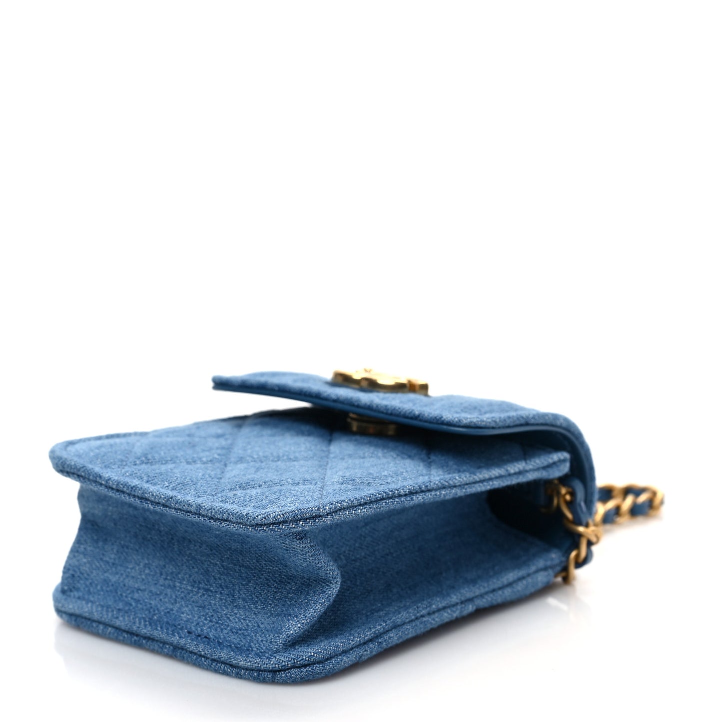 Denim Quilted Flap Mini Crossbody Blue