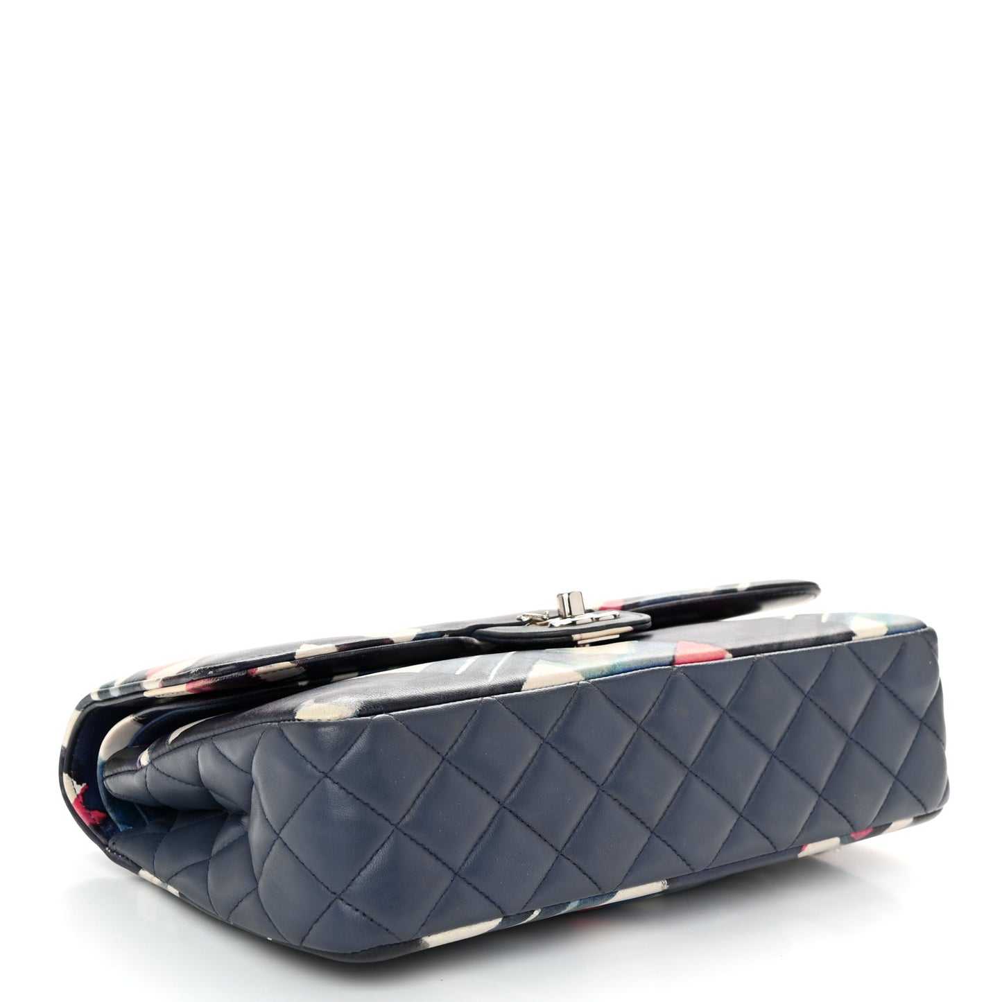 Lambskin Airline Printed Medium Double Flap Blue Multicolor