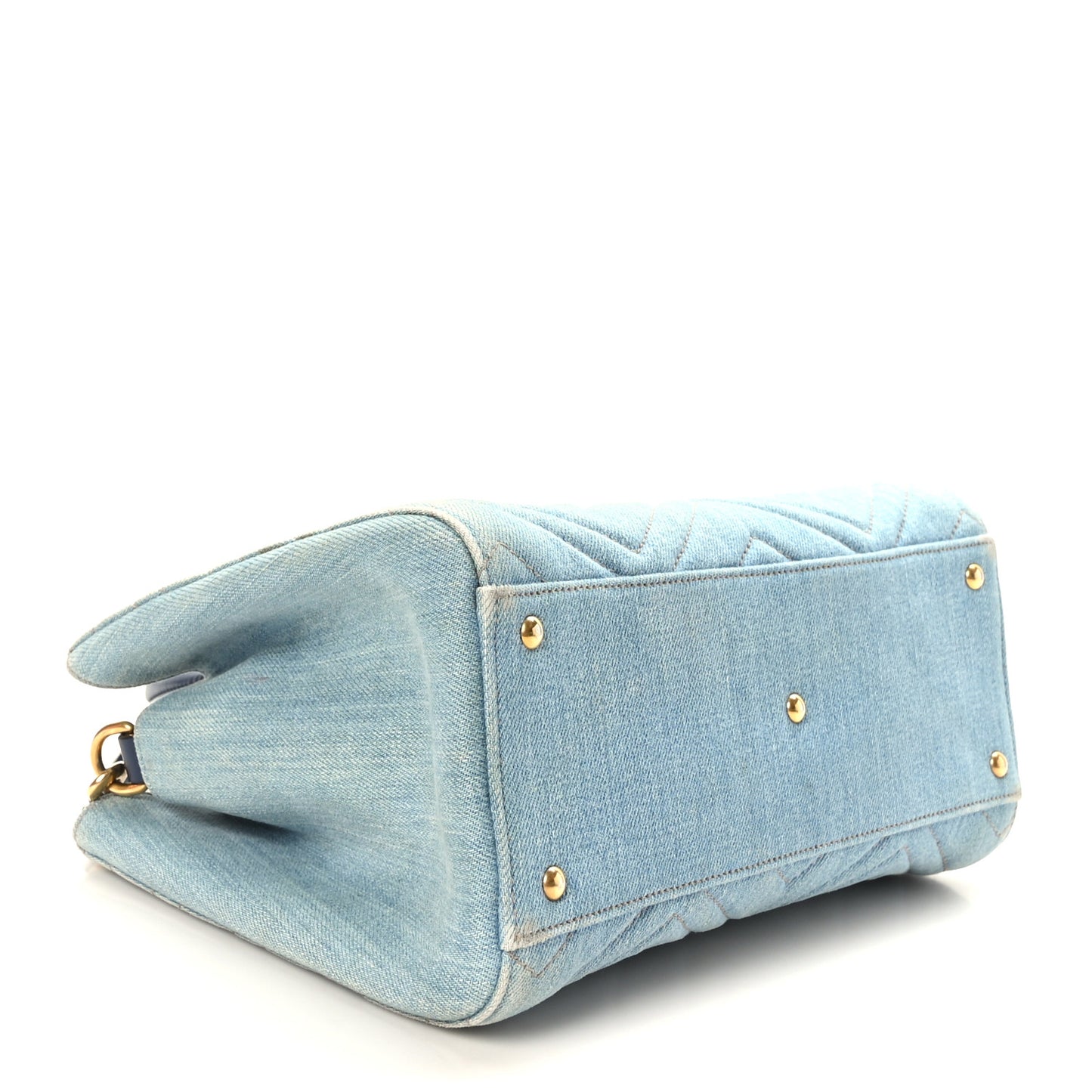 Denim Matelasse Small Pearly GG Marmont Tote Blue