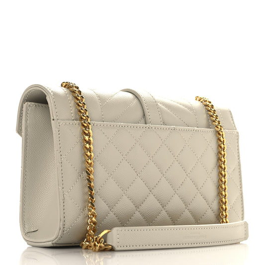 Grain De Poudre Textured Mixed Matelasse Triquilt Small Monogram Satchel Crema Soft