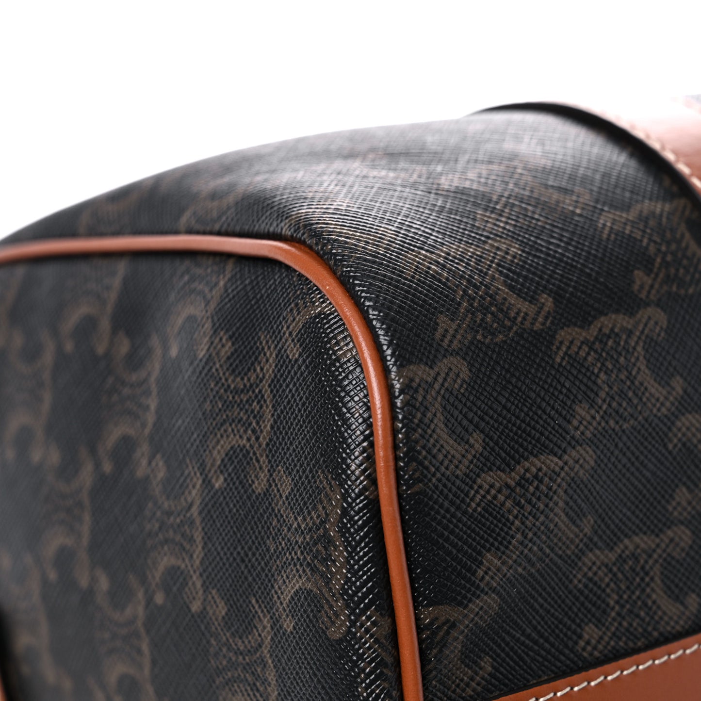 Triomphe Canvas Calfskin Boston Bag Tan