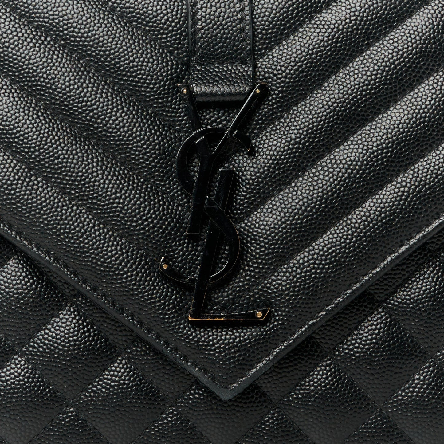 Grain De Poudre Textured Mixed Matelasse Triquilt Medium Monogram Monochrome Satchel Black