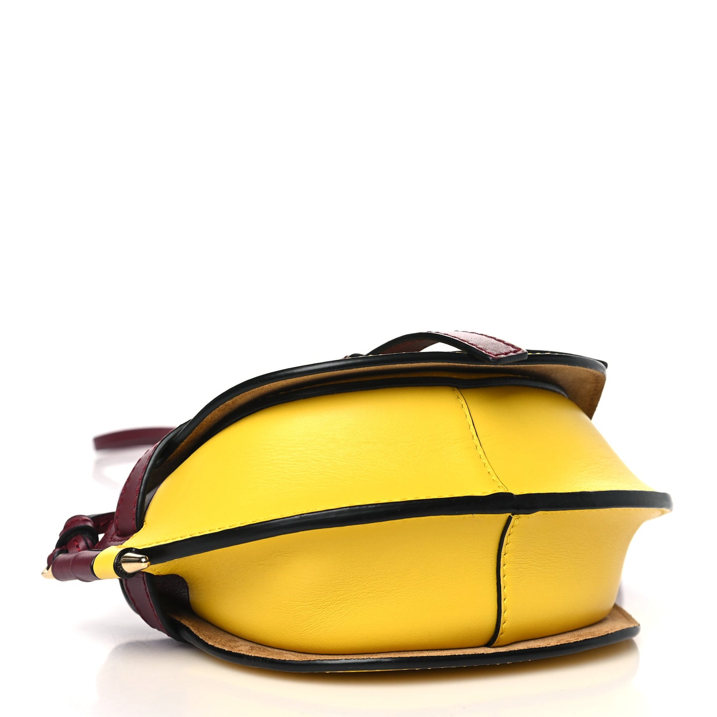 Calfskin Mini Gate Crossbody Bag Wine Yellow