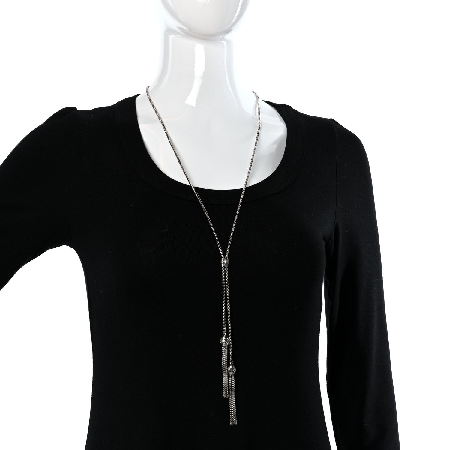 David Yurman Sterling Silver Diamond Renaissance Tassel Necklace 3 of 4