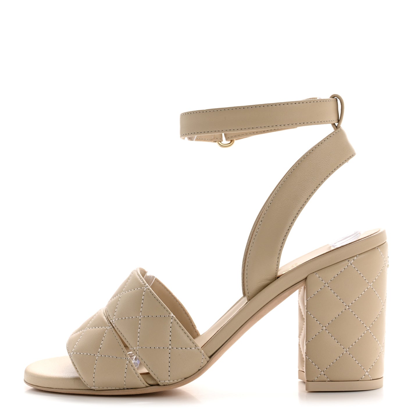 Lambskin Quilted Sandals 37 Beige
