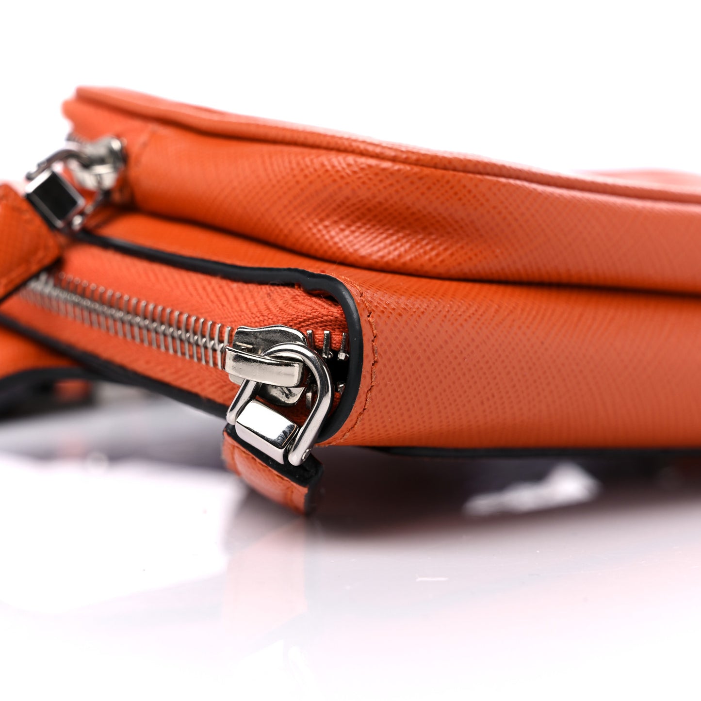 Saffiano Travel Double Zip Crossbody Belt Bag Papaya