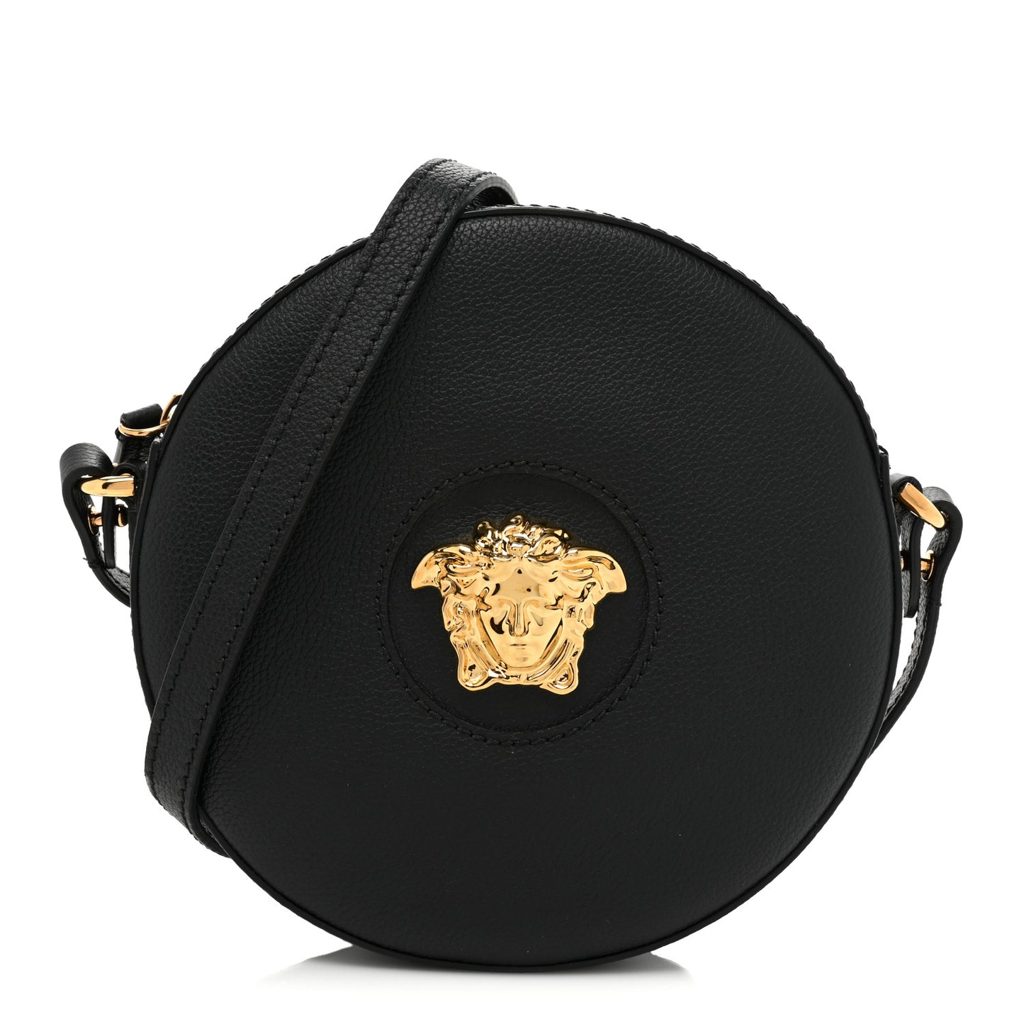 Calfskin La Medusa Round Camera Bag Black