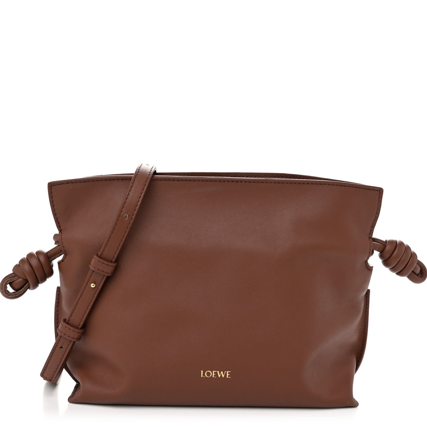 X SUNA FUJITA Nappa Flamenco Knot Clutch Havana