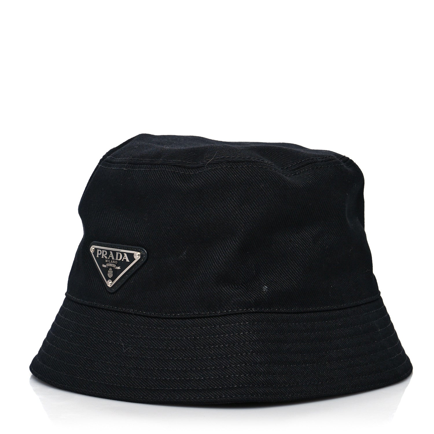 Prada Drill Nylon Metal Triangle Logo Mens Bucket Hat M Black 2 of 11