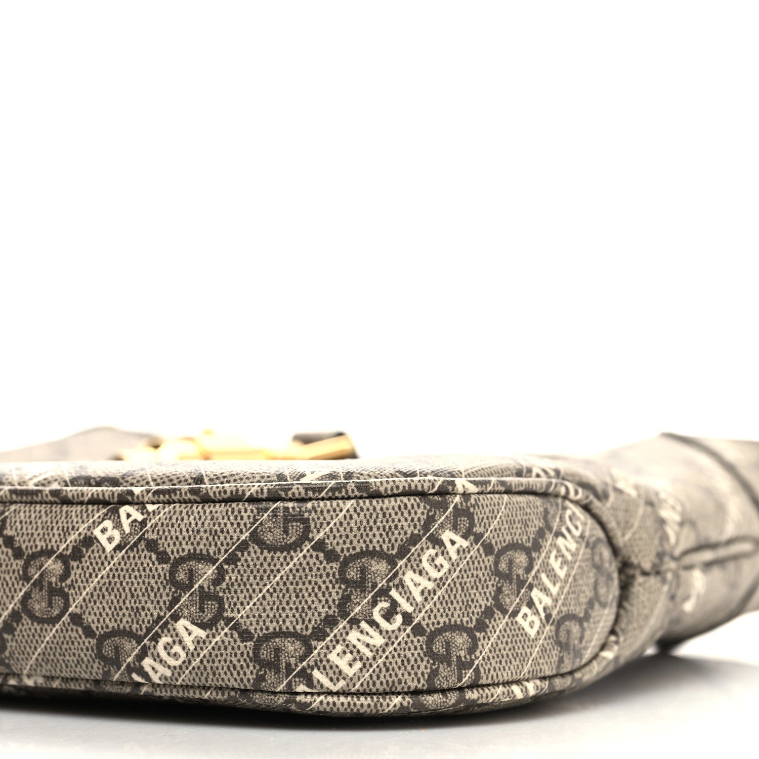 Gucci X BALENCIAGA GG Supreme Monogram Striped Logo Print Web Small Jackie 1961 Hobo Beige Ebony Mystic White 10 of 10