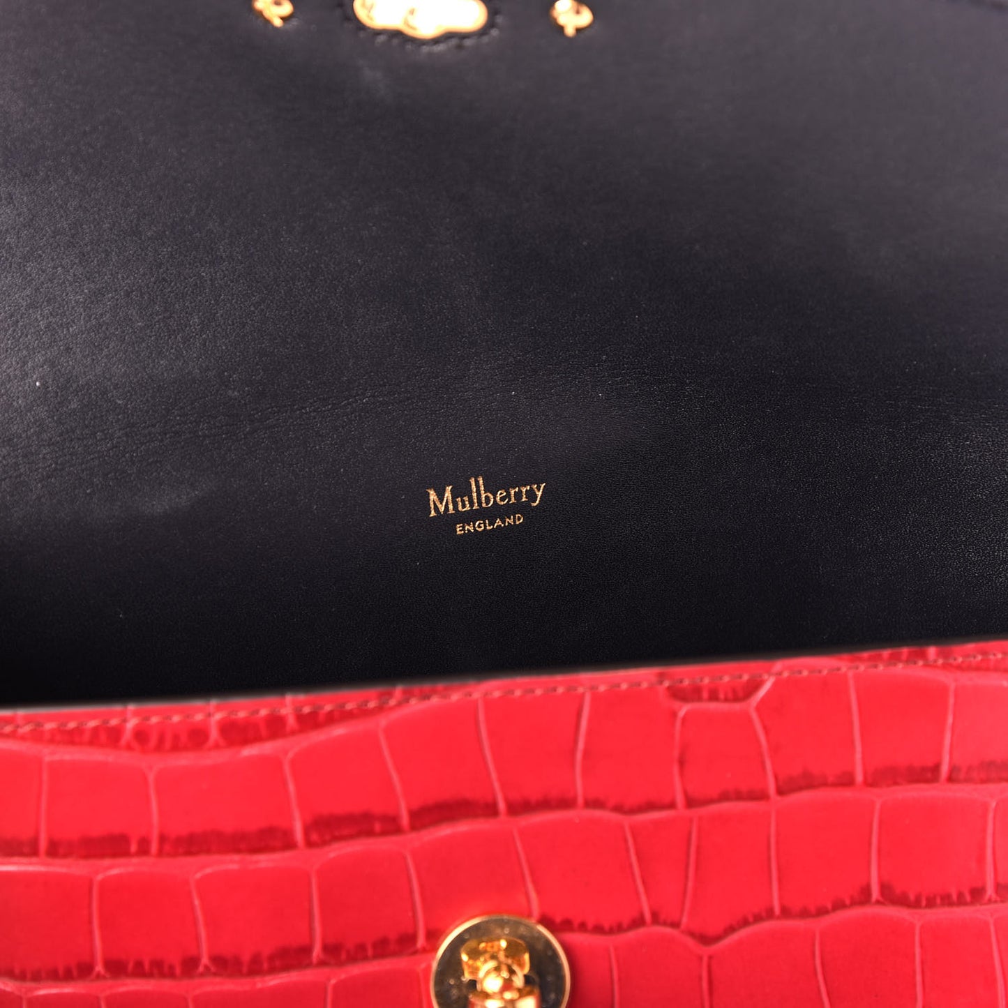 Crocodile Embossed Calfskin Large Darley Cosmetic Pouch Red Berry