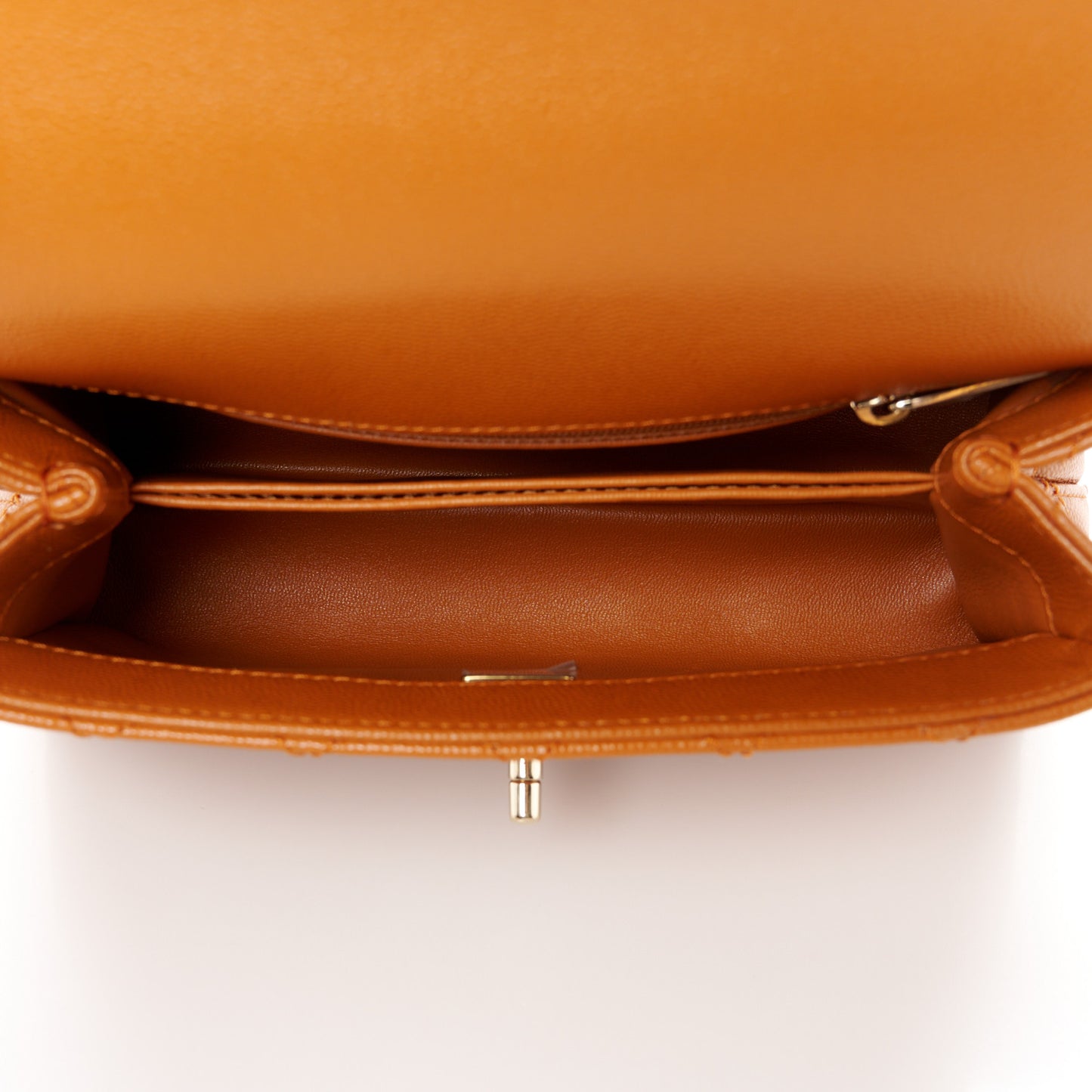 Caviar Quilted Mini Coco Handle Flap Light Brown