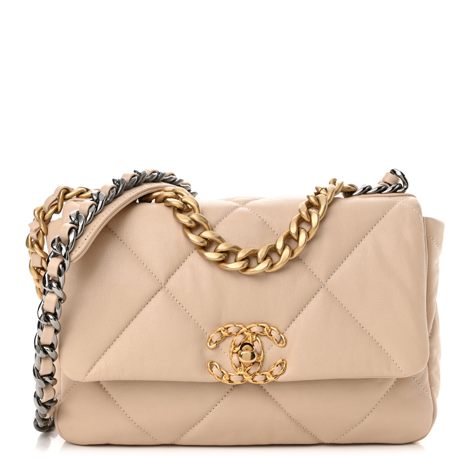 Chanel Goatskin Quilted Medium Chanel 19 Flap Light Beige 1 of 11