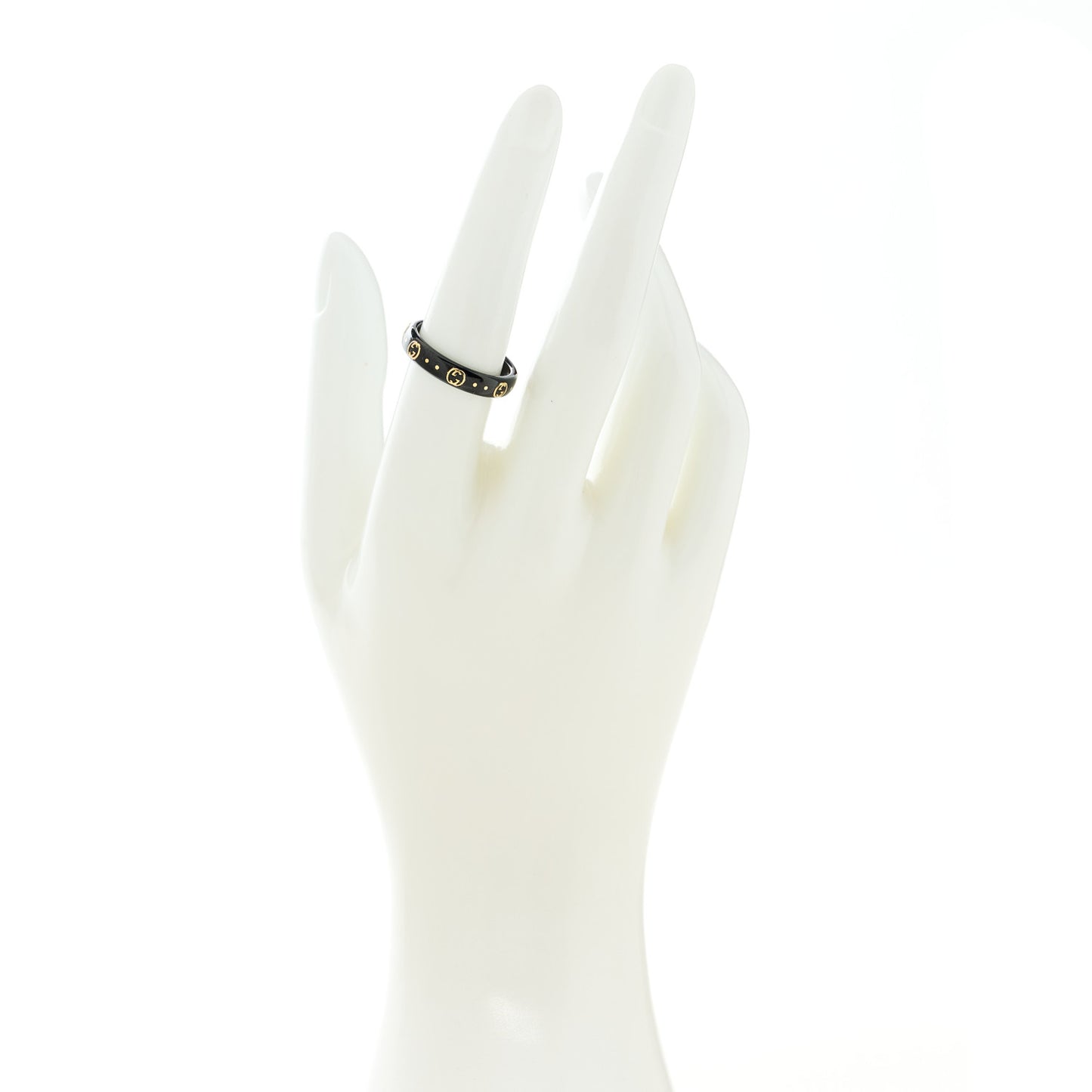 18K Yellow Gold Synthetic Corundum Icon Ring 55 7.25 Black