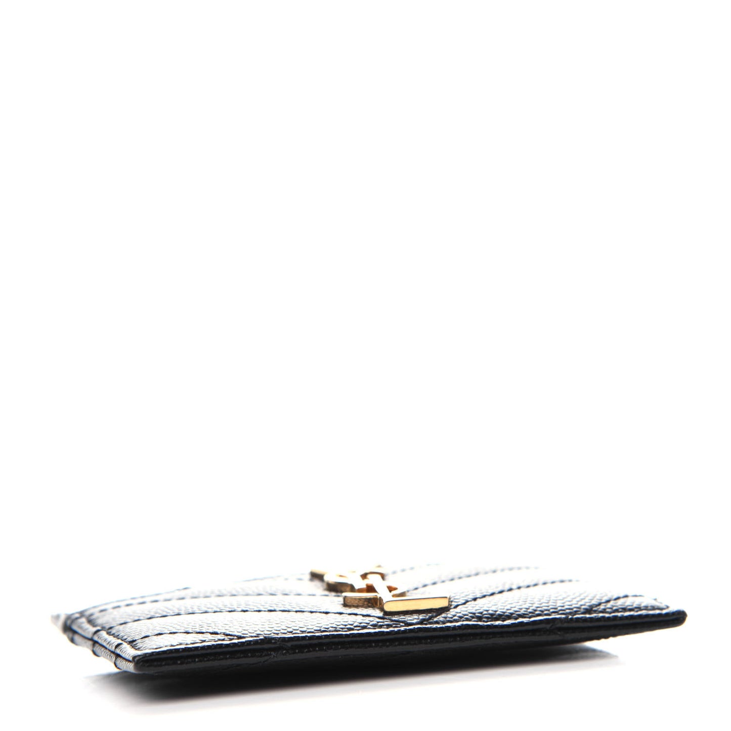 Grain De Poudre Matelasse Chevron Monogram Credit Card Case Black