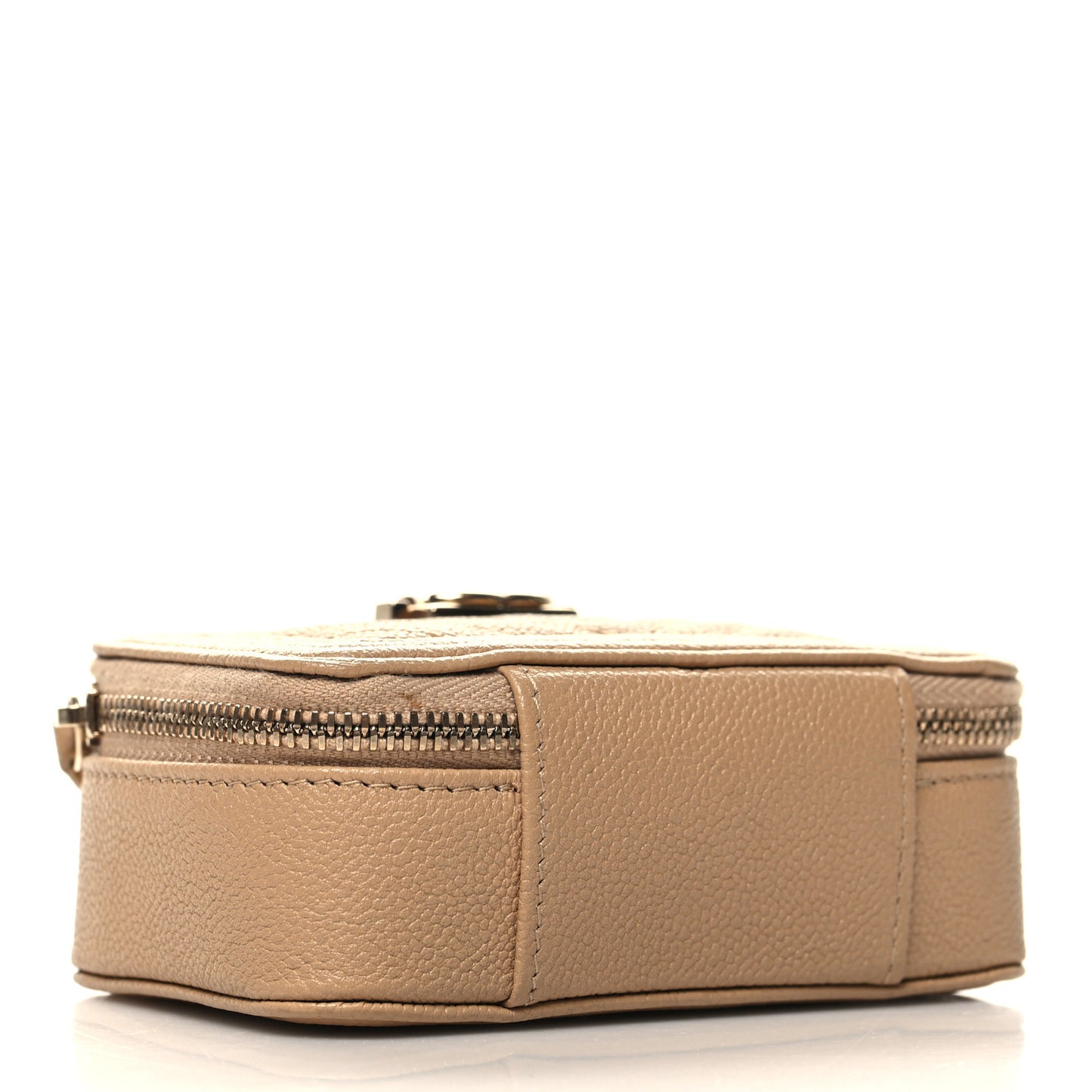 Caviar Chevron Quilted Mini Boy Clutch With Chain Beige