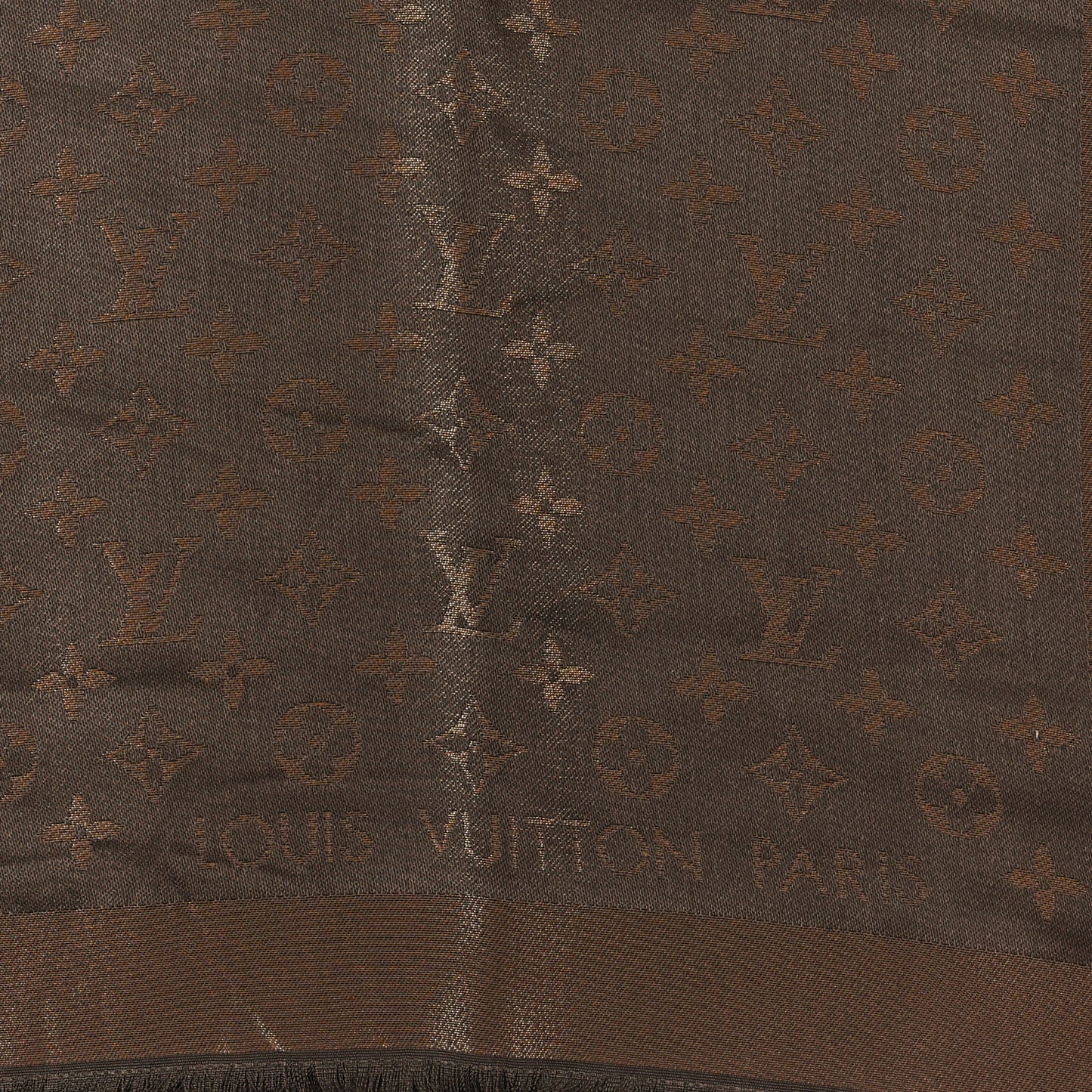 Silk Lurex Wool Monogram Shine Shawl Marron