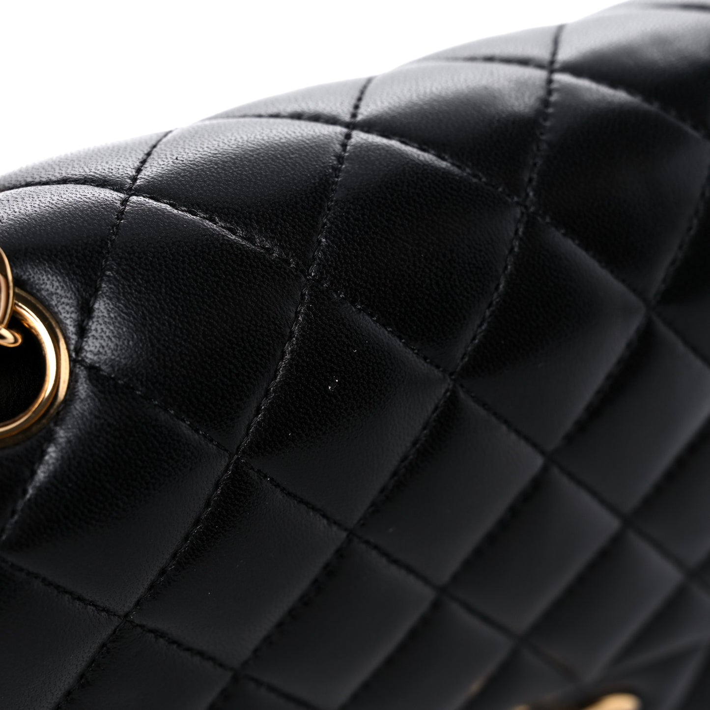 Lambskin Quilted Medium Double Flap Black