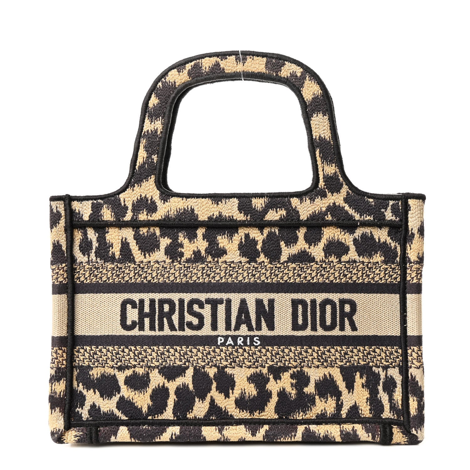 Christian Dior Canvas Mizza Embroidered Mini Leopard Book Tote
