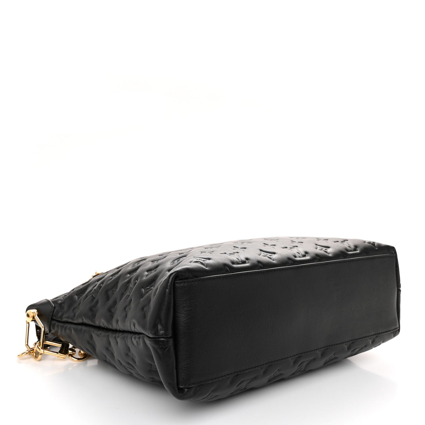 Lambskin Embossed Monogram Coussin Hobo MM Black