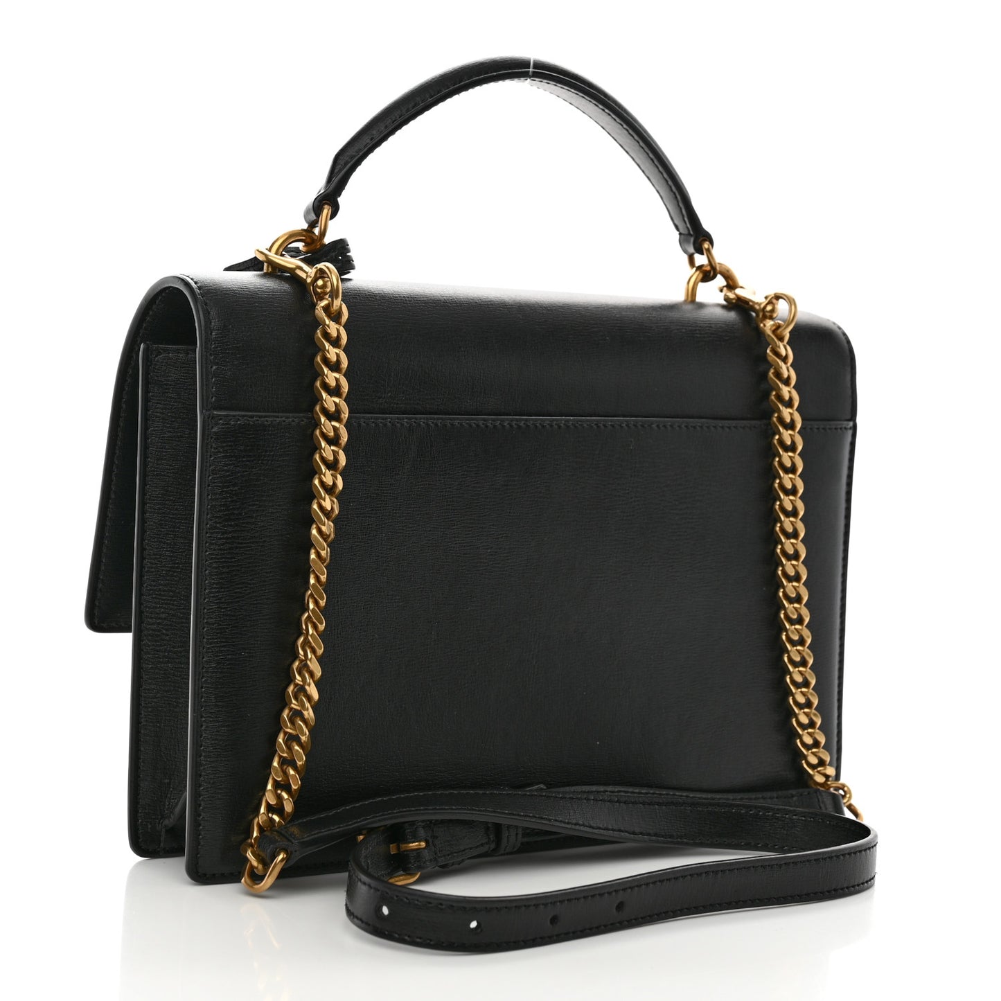 Smooth Calfskin Medium Monogram Sunset Satchel Black