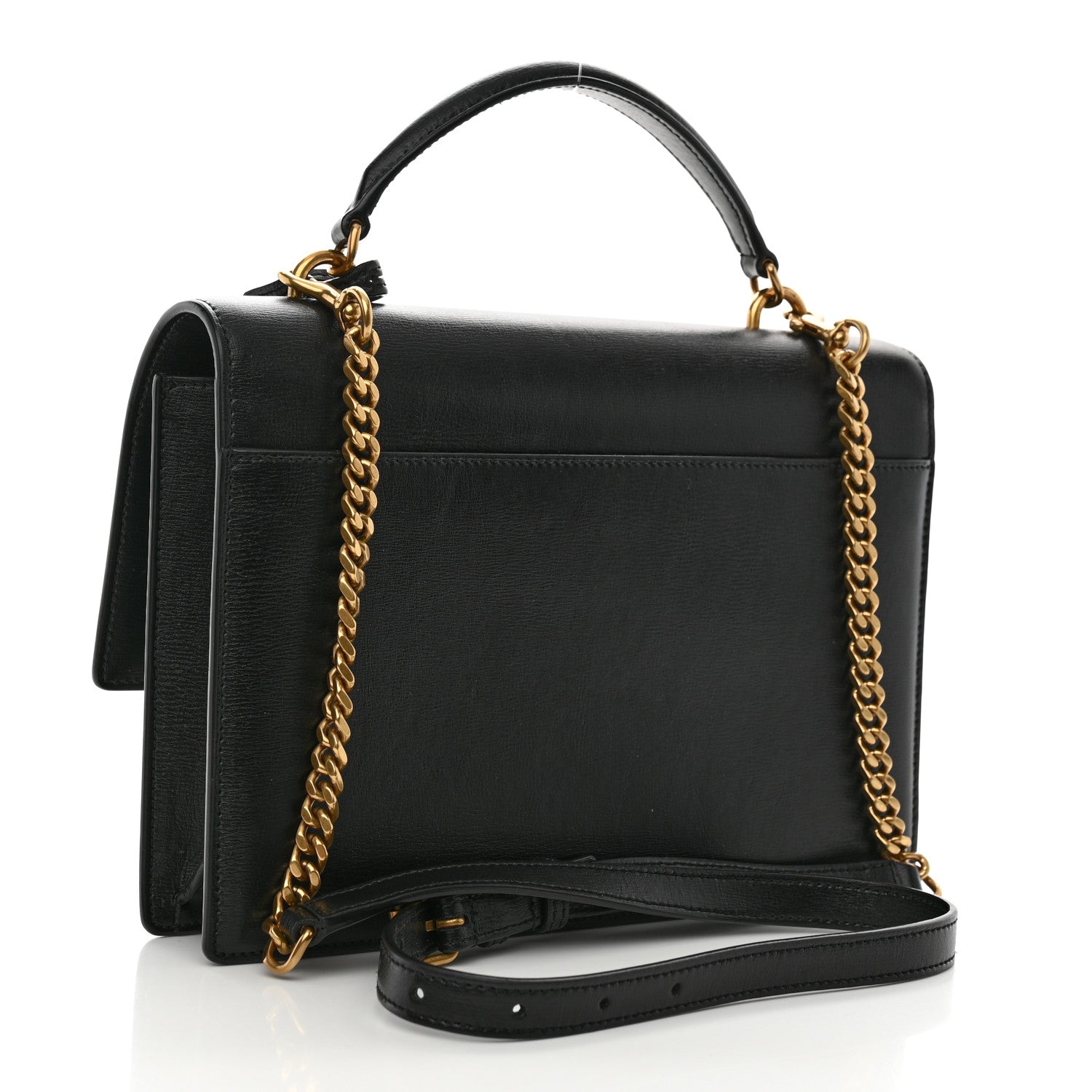 Saint Laurent Smooth Calfskin Medium Monogram Sunset Satchel Black 3 of 12