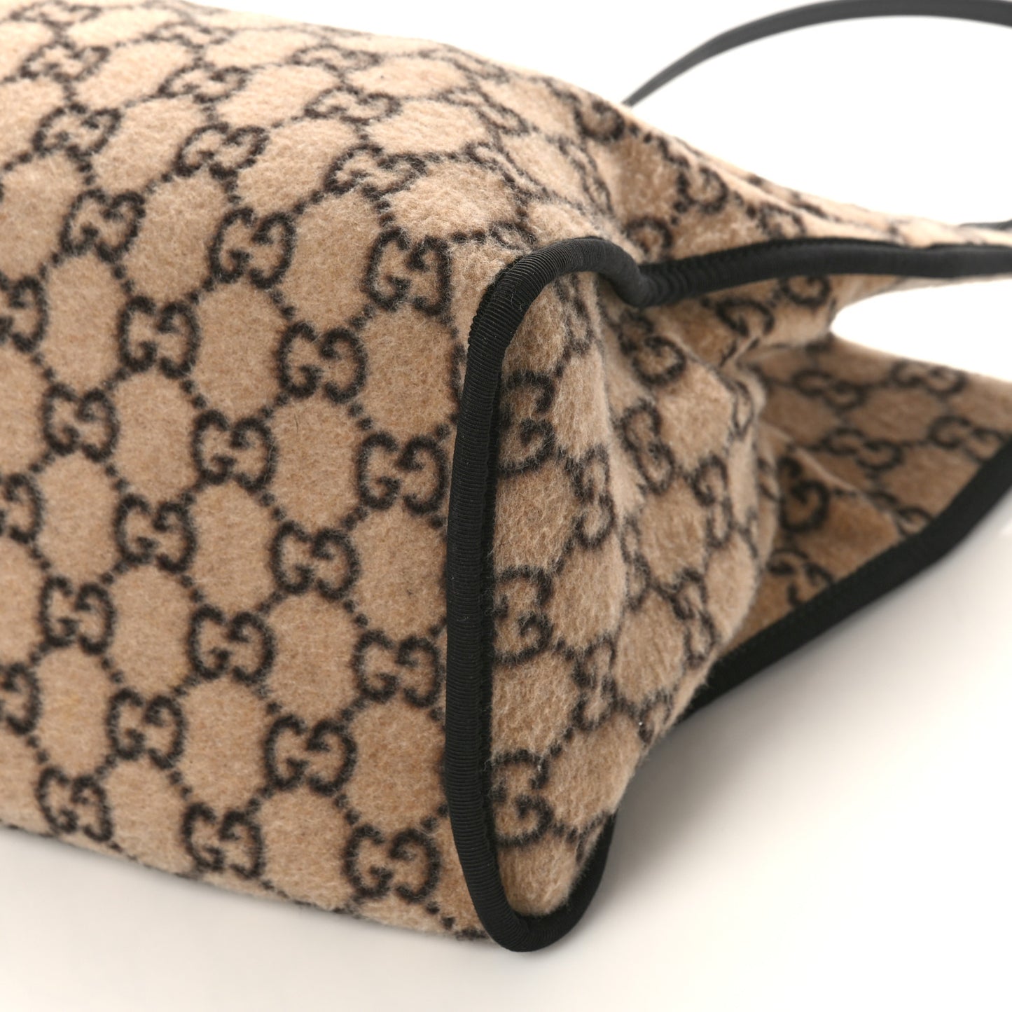 Covered Wool GG Monogram Large Tote Bag Beige Ebony
