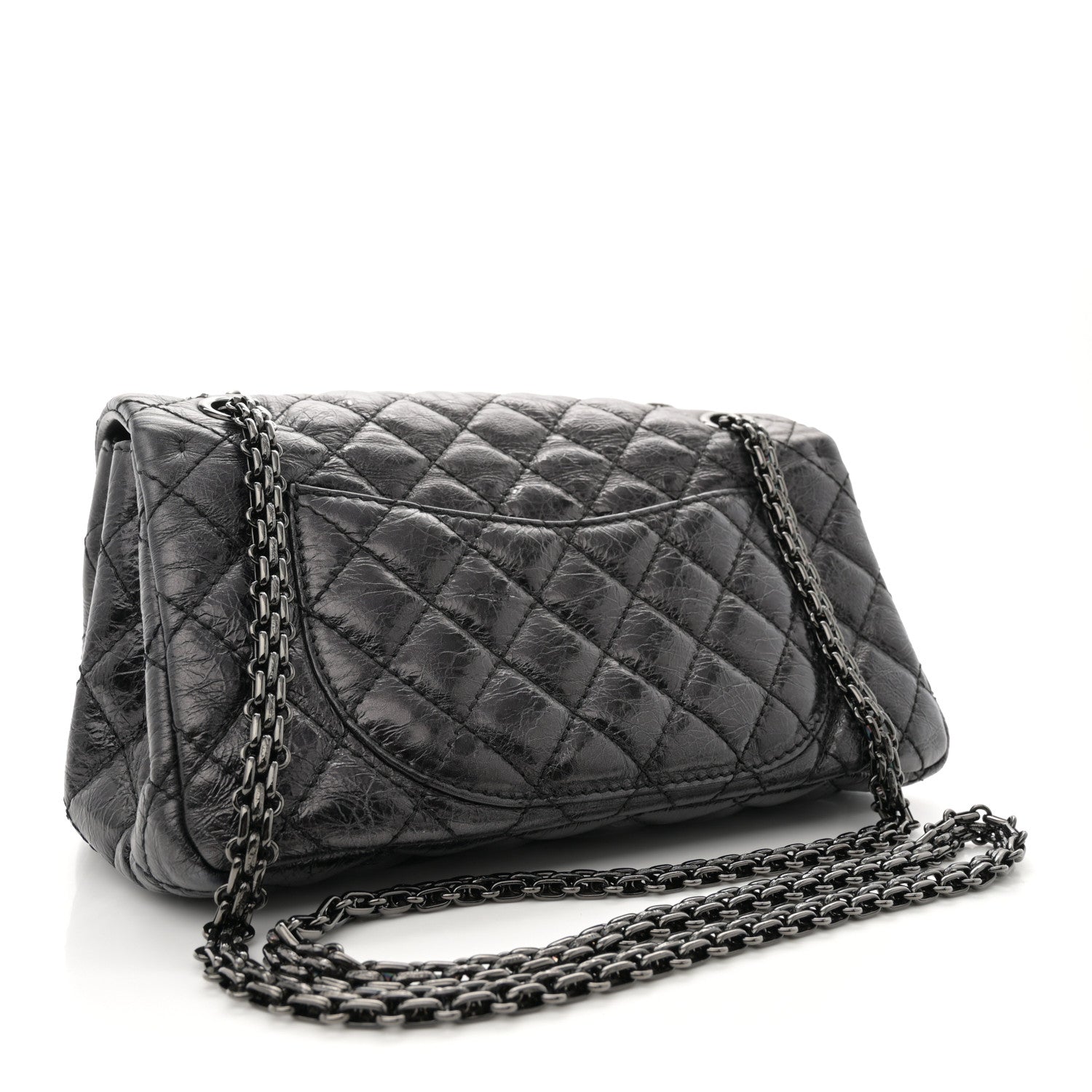 Chanel Shiny Aged Calfskin Quilted Accordion Reissue 2.55 Flap So Black 3 of 11
