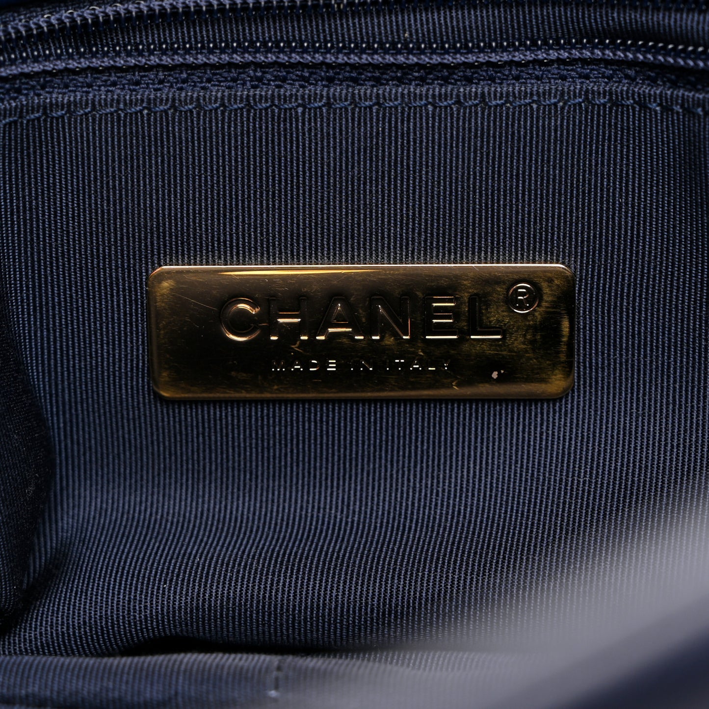 Goatskin Quilted Large Chanel 19 Flap Navy Blue