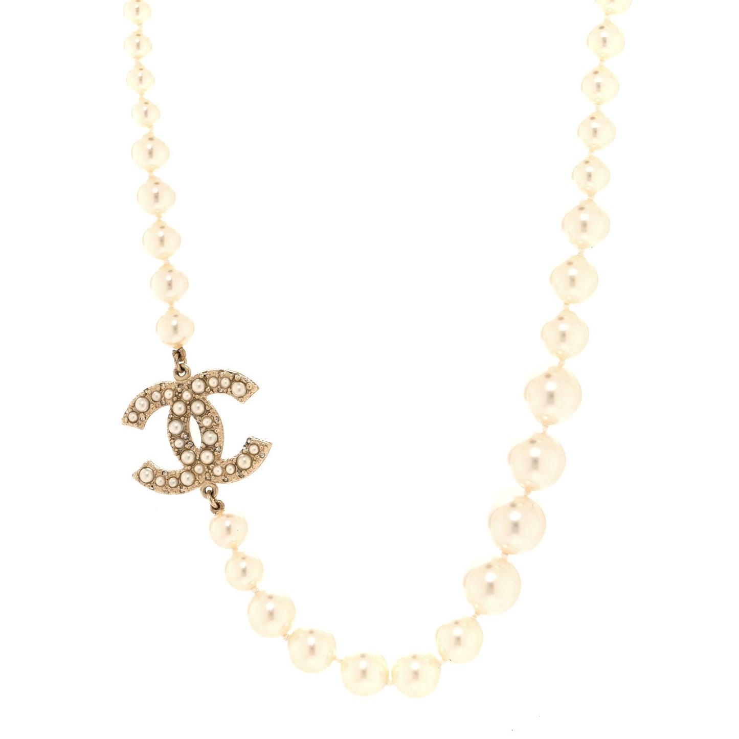 Pearl CC 100th Anniversary Necklace Light Gold