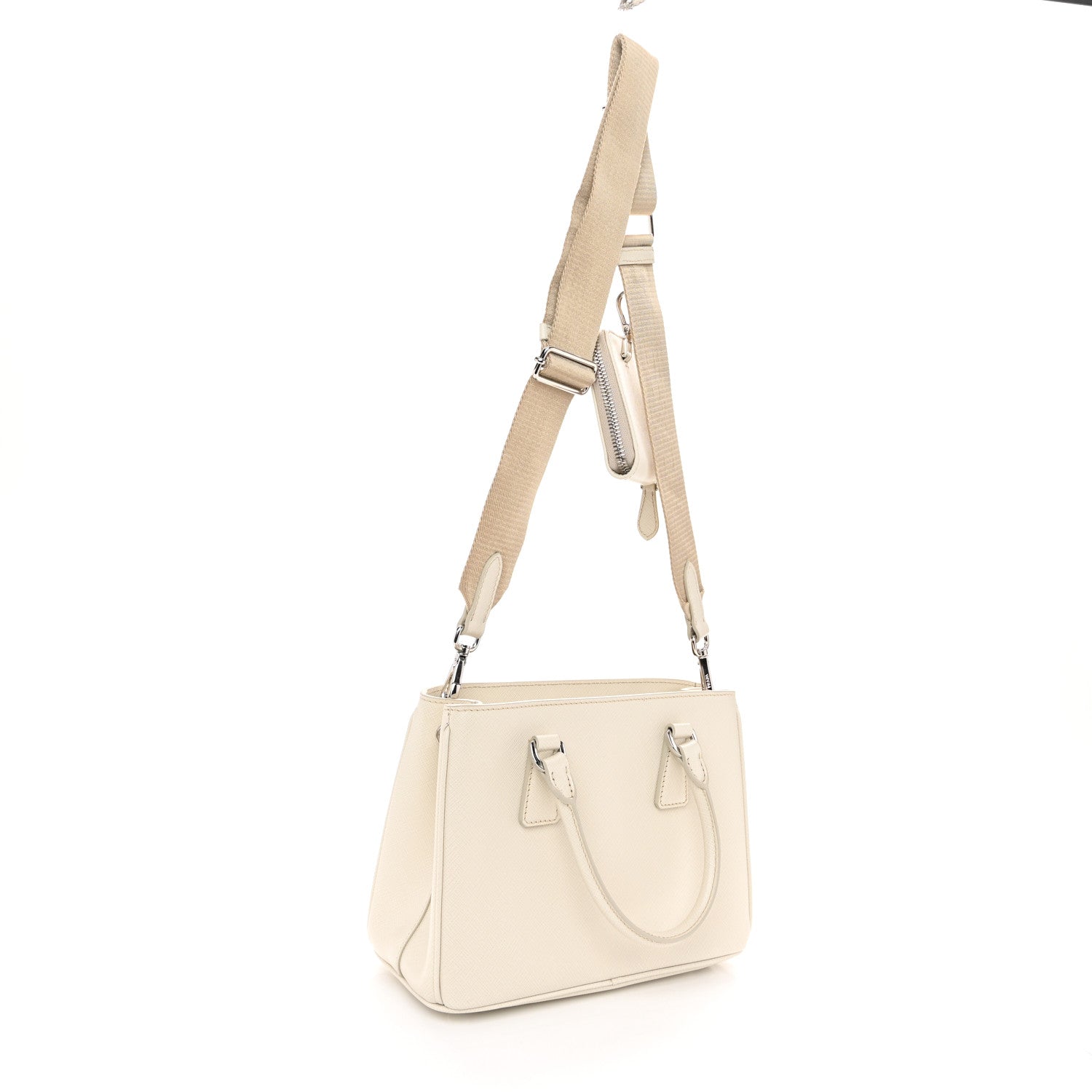 Prada Saffiano Lux Micro Galleria Shoulder Bag Talco 3 of 11