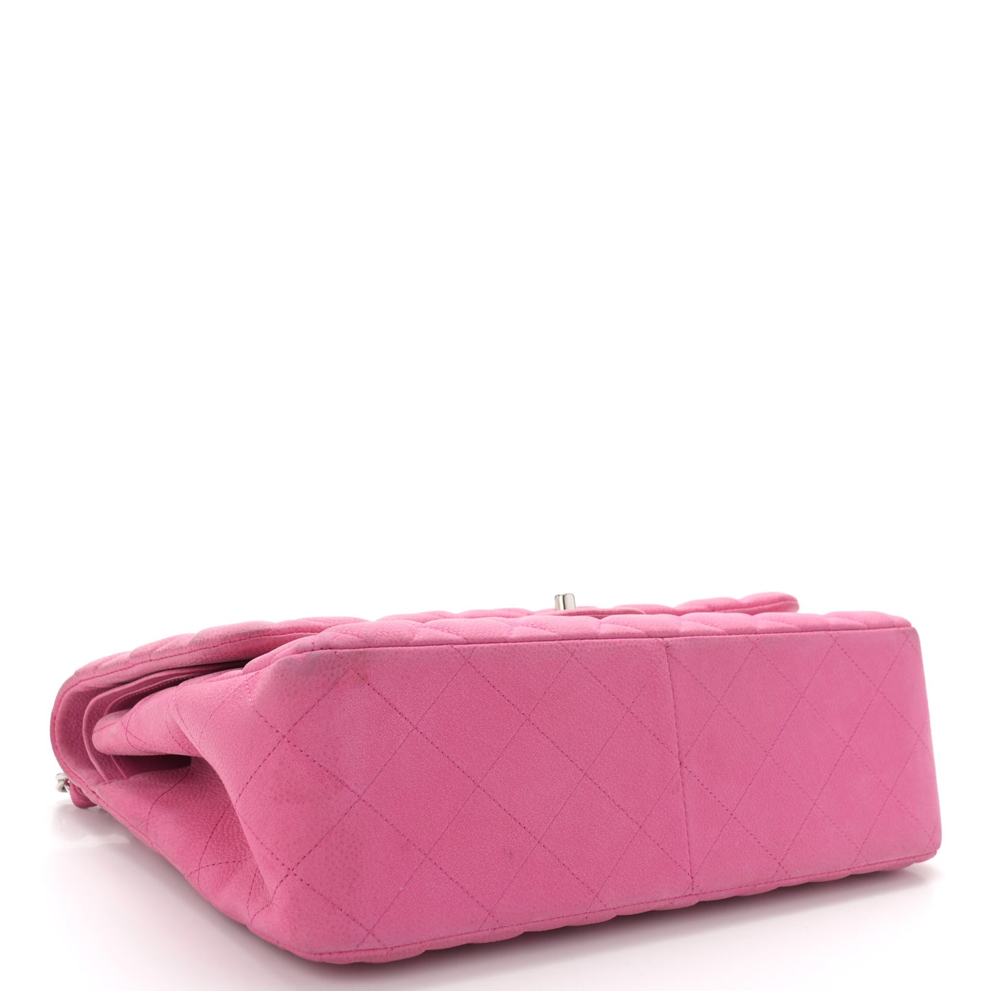 Iridescent Caviar Quilted Jumbo Double Flap Pink