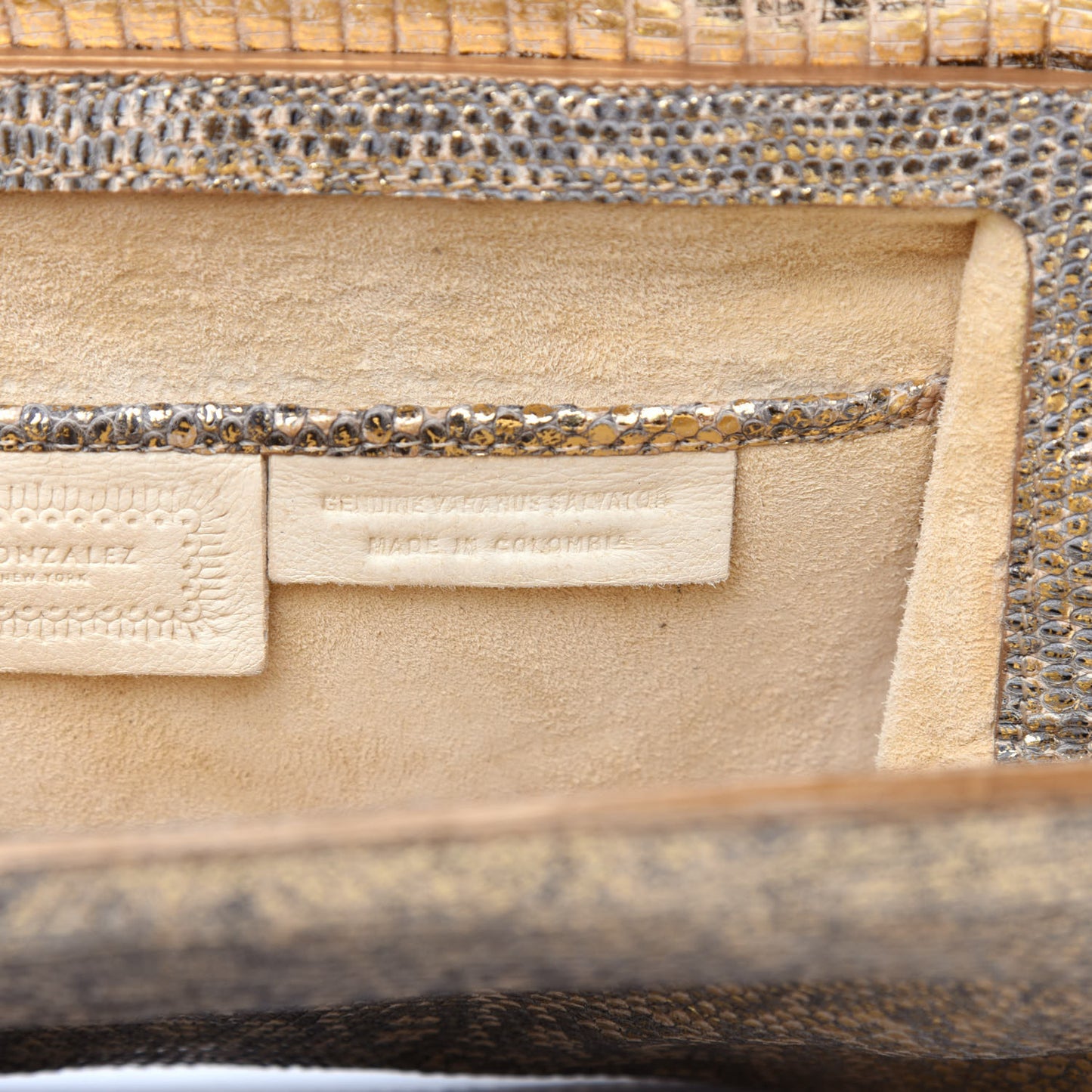 Metallic Lizard Clutch Gold