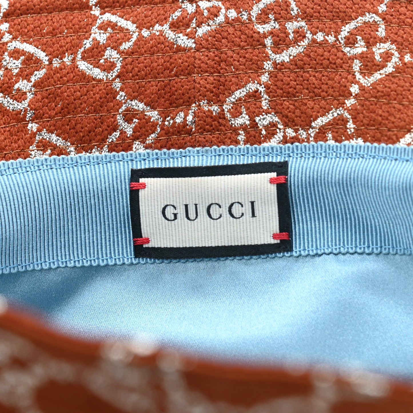 Canvas Lame GG Monogram Bucket Hat M Burnt Orange Silver