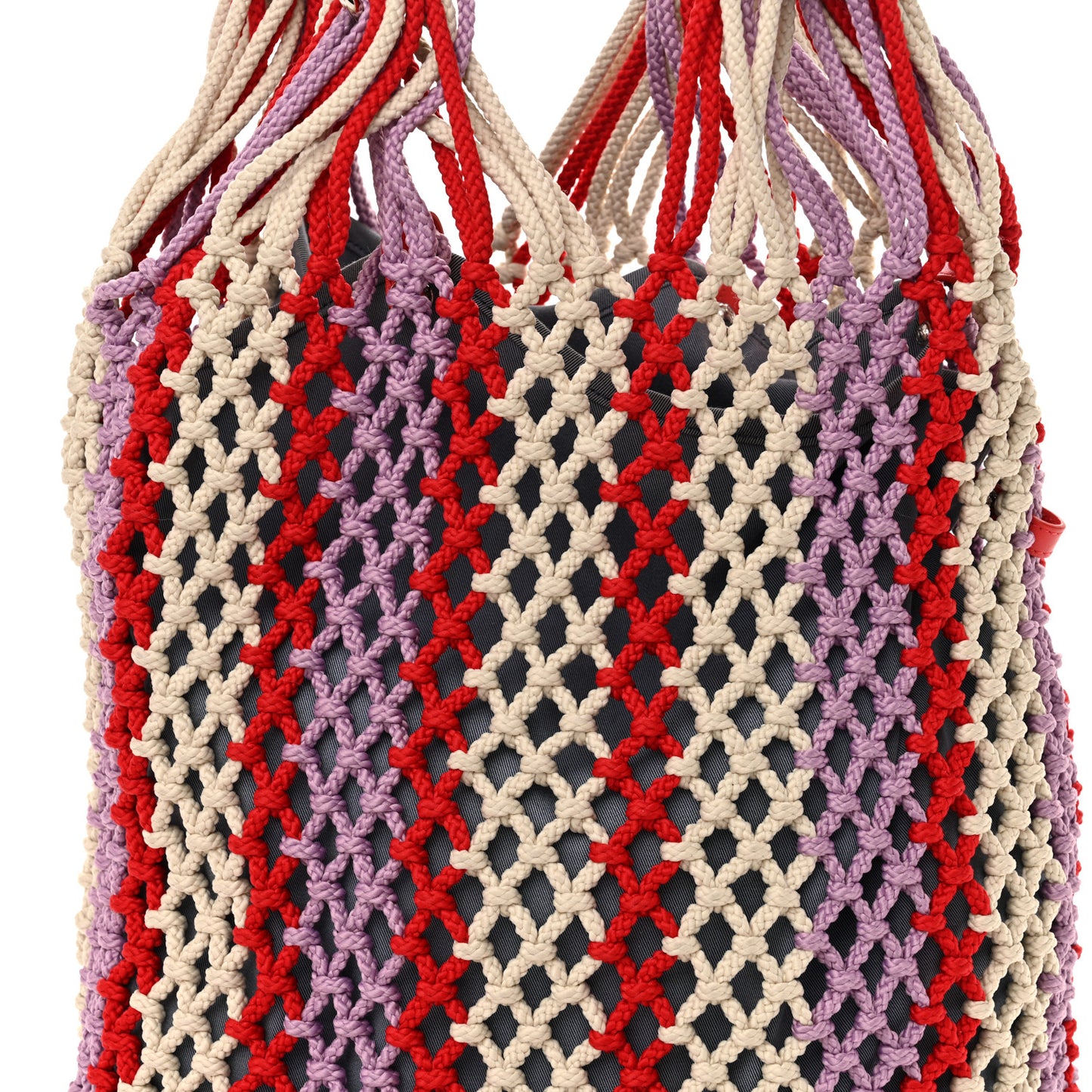 Lambskin Mixed Fibers Large Shopping Bag Red Purple White