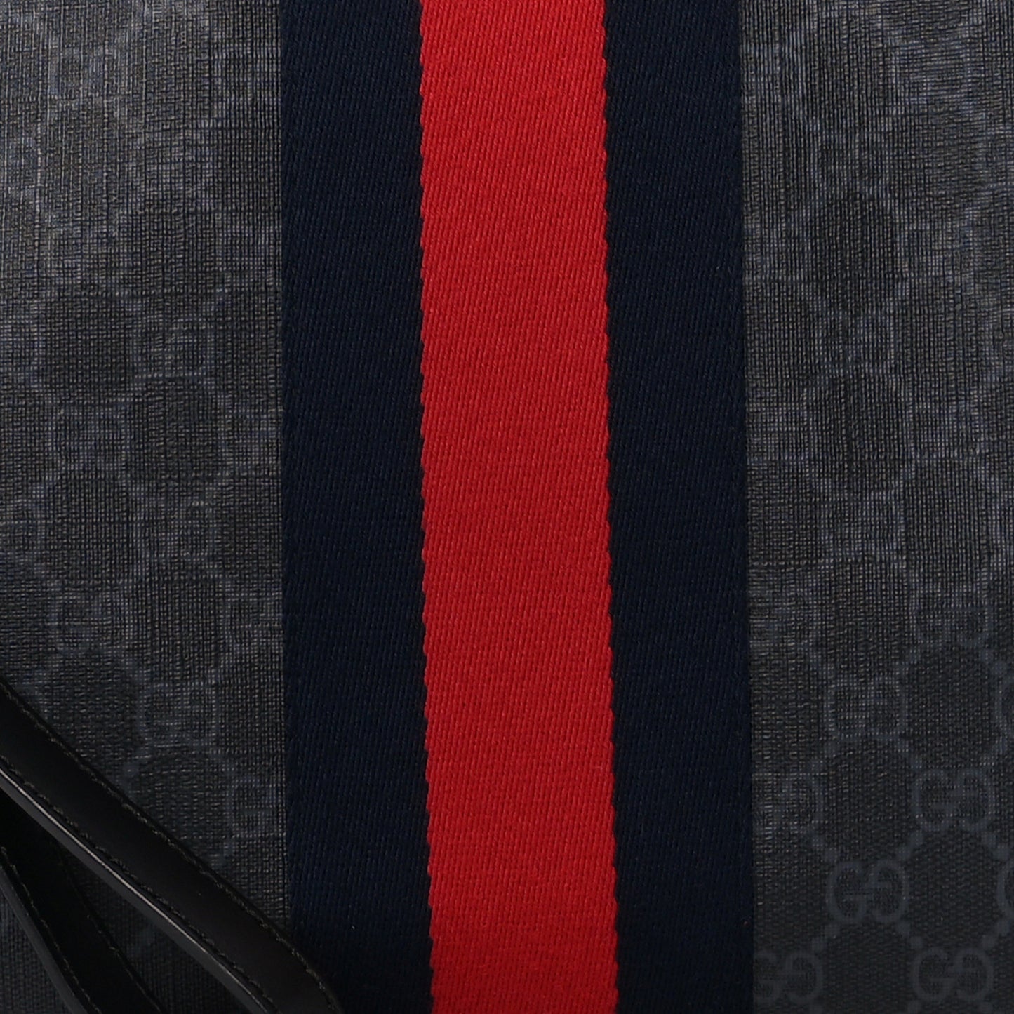 GG Supreme Monogram Calfskin Web Flat Wristlet Black Grey