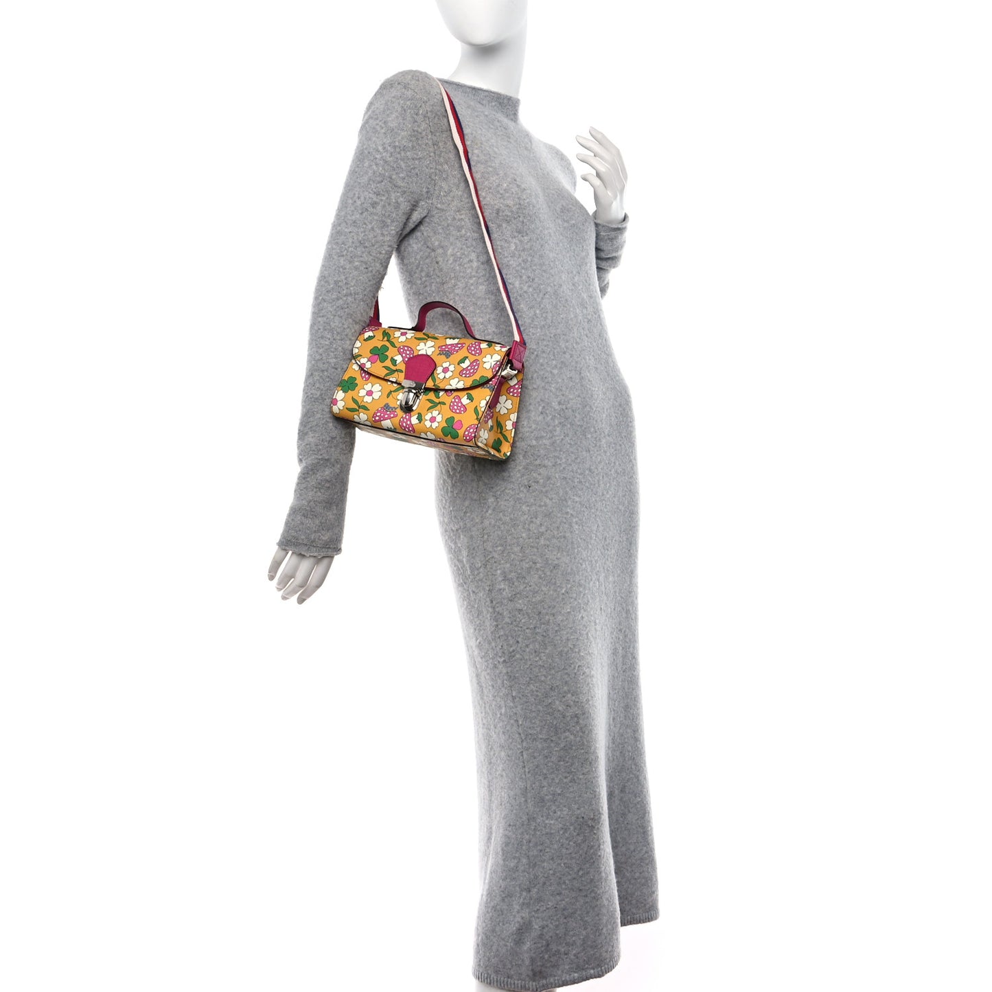 Canvas Childrens Flower Mushroom Print Shoulder Bag