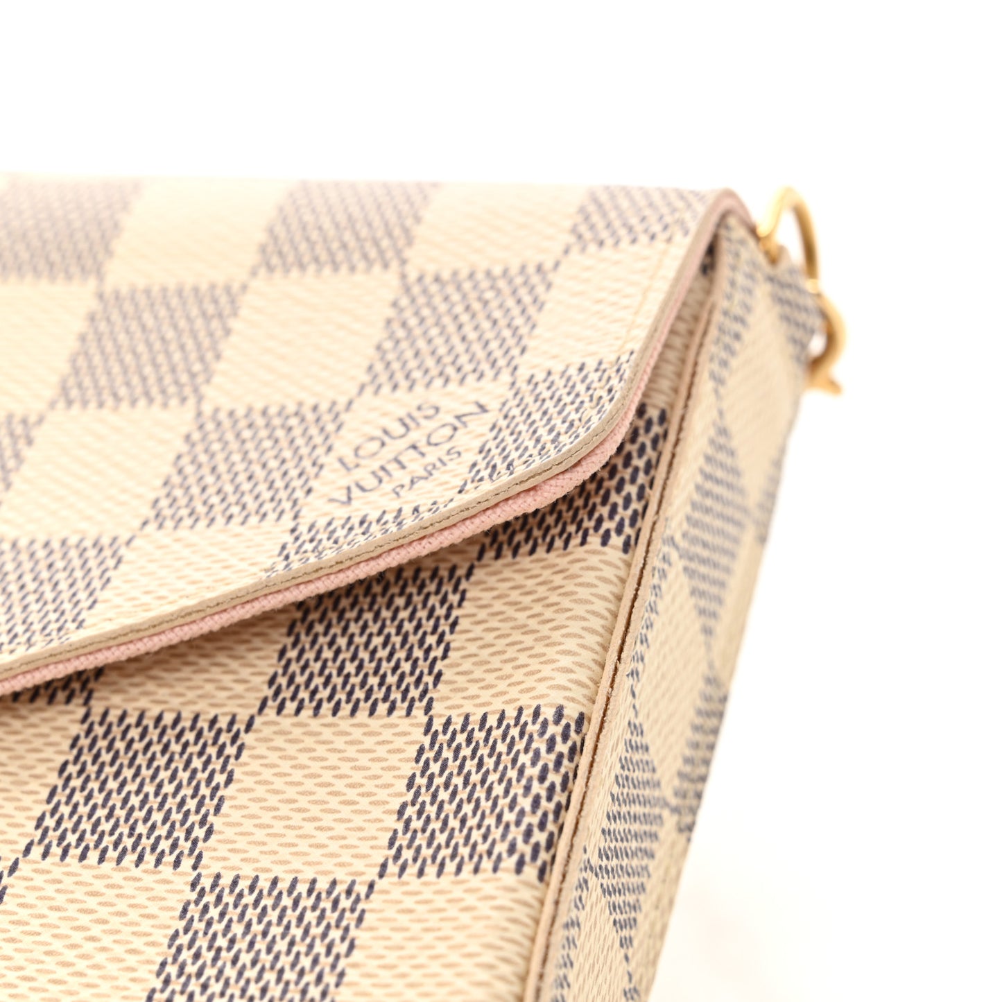 Damier Azur Pochette Felicie Chain Wallet Rose Ballerine