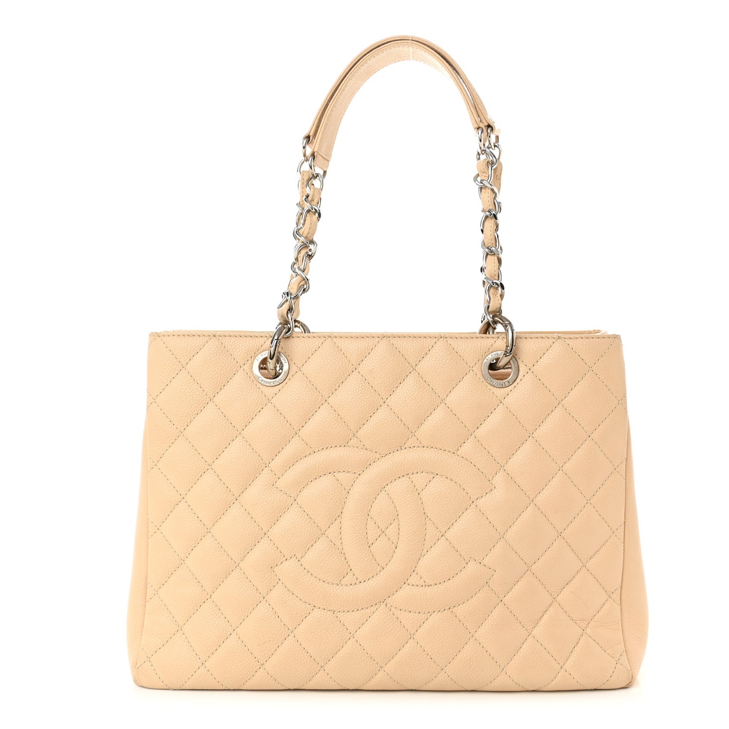 Caviar Quilted Grand Shopping Tote GST Beige Clair