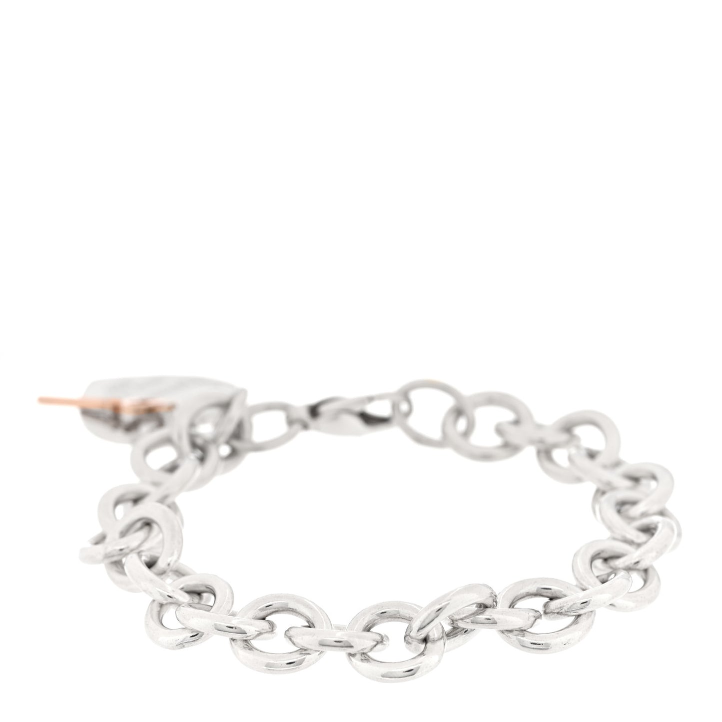 Sterling Silver Rubedo Return to Tiffany Heart Tag Key Charm Bracelet