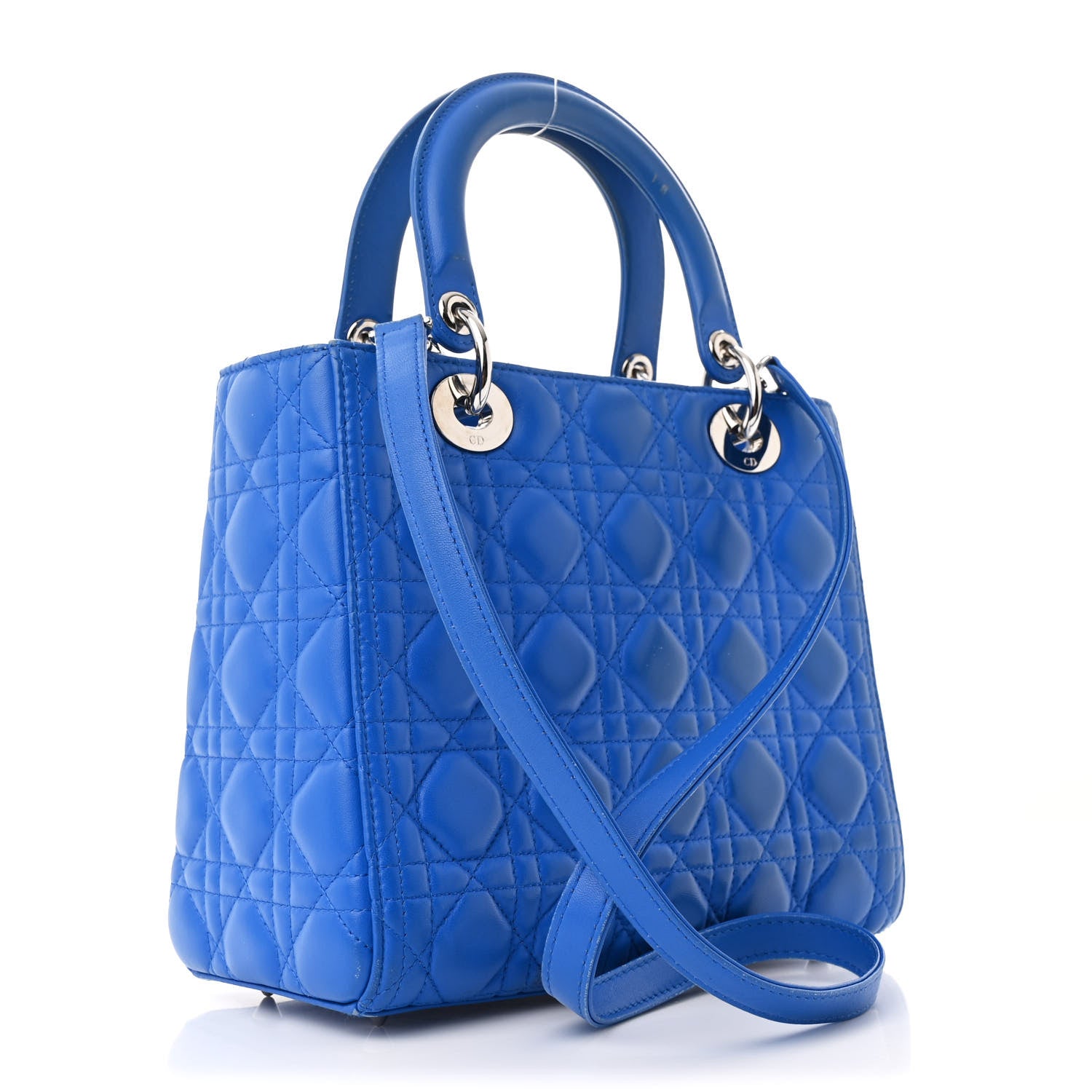 Christian Dior Lambskin Cannage Medium Lady Dior Blue 3 of 17