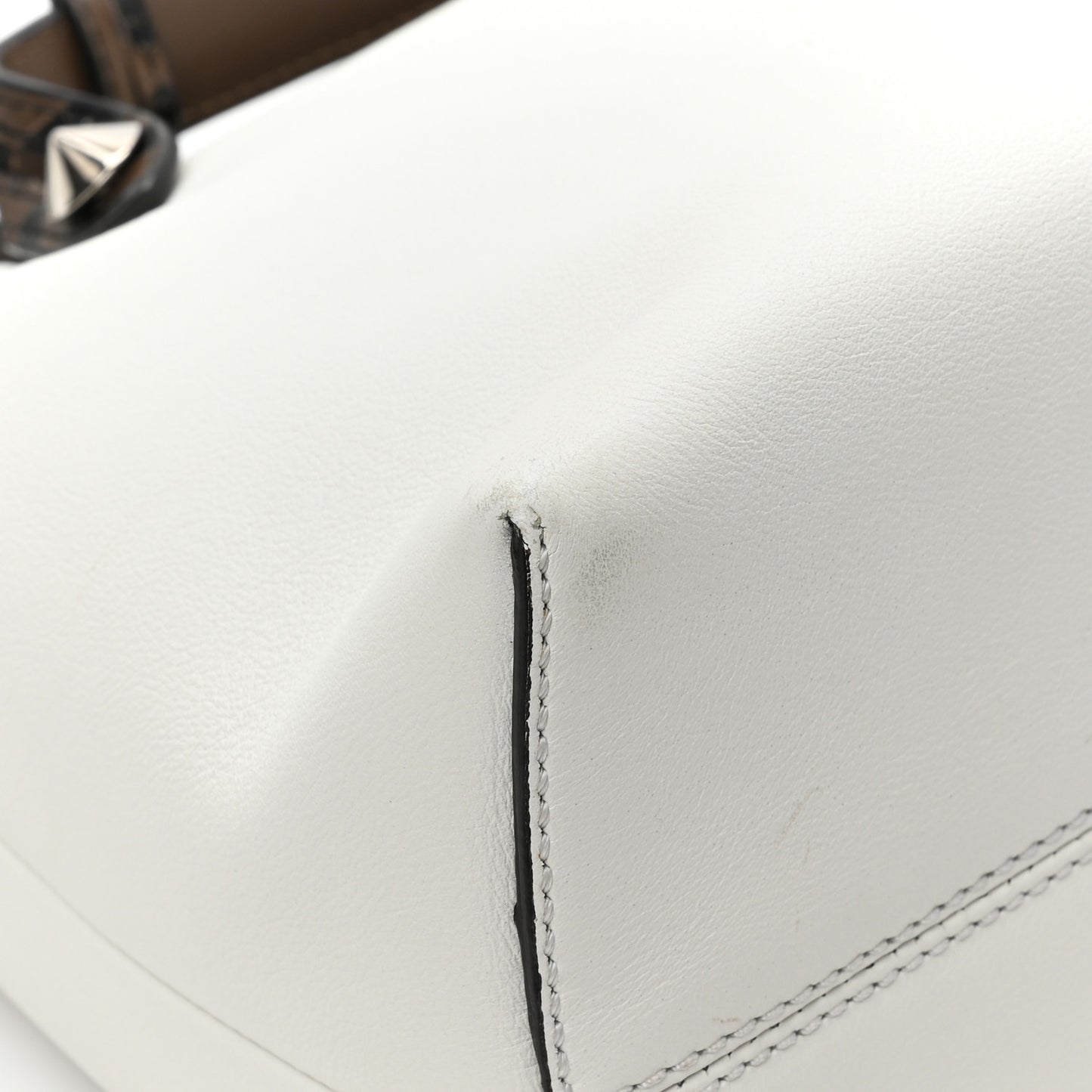 Vitello Dolce Bi-Color FF 1974 Embossed Medium By The Way Boston Bag White Ice Maya Black