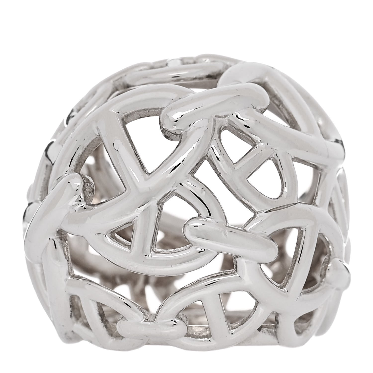 Hermes Sterling Silver GM Chaine d'Ancre Enchainee Dome Ring 53 6.25 1 of 5