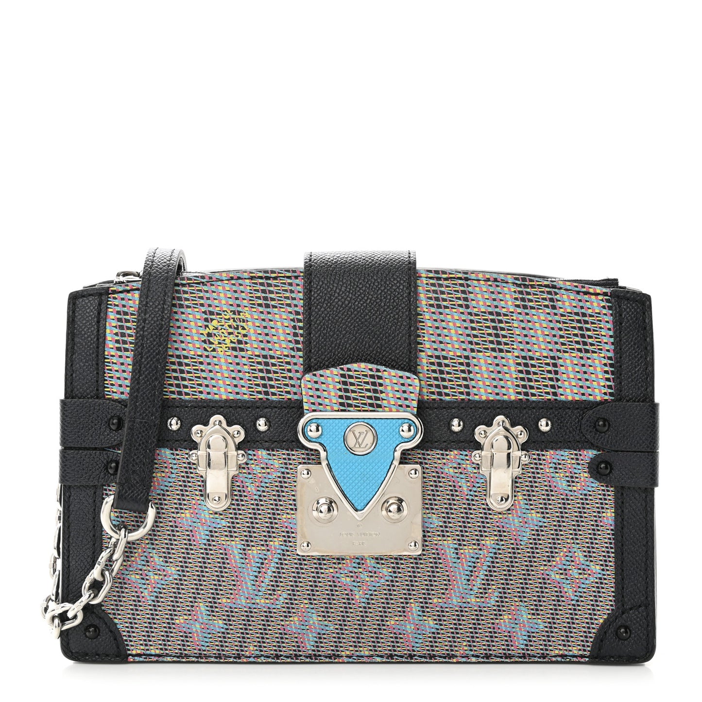 Calfskin Monogram LV Pop Trunk Clutch Blue