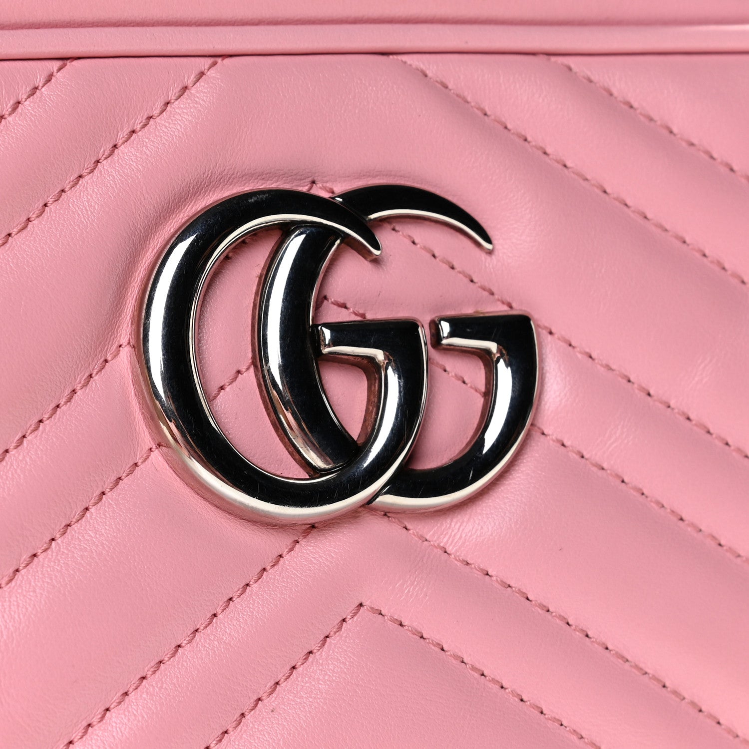 Gucci Calfskin Matelasse Small GG Marmont Chain Shoulder Bag Wild Rose 9 of 13