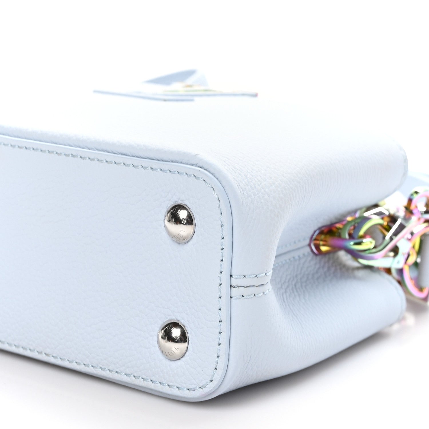 Louis Vuitton Taurillon Capucines East West Mini Scarabeo Iridescent Washed Blue 8 of 8