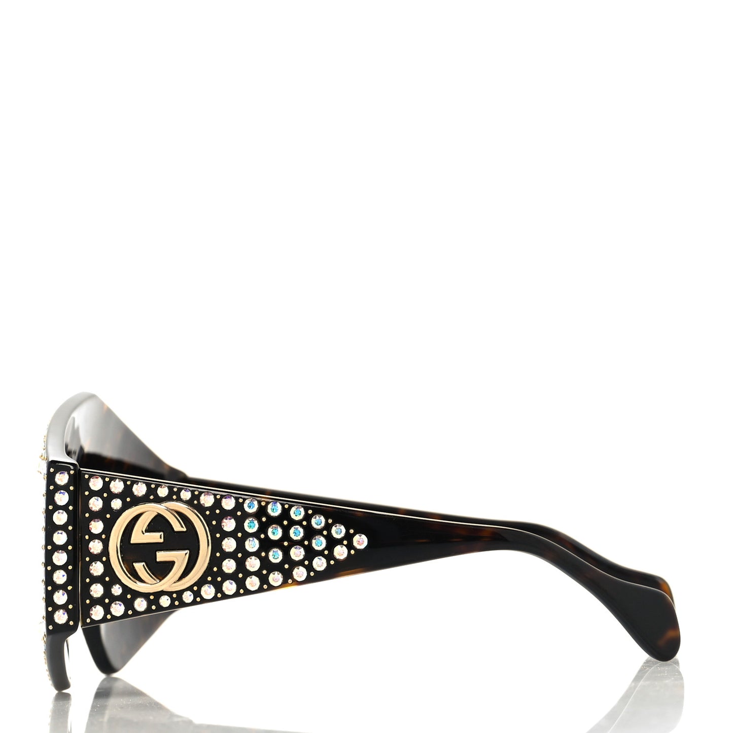 Crystal Rectangular Frame Sunglasses GG0357S Tortoiseshell