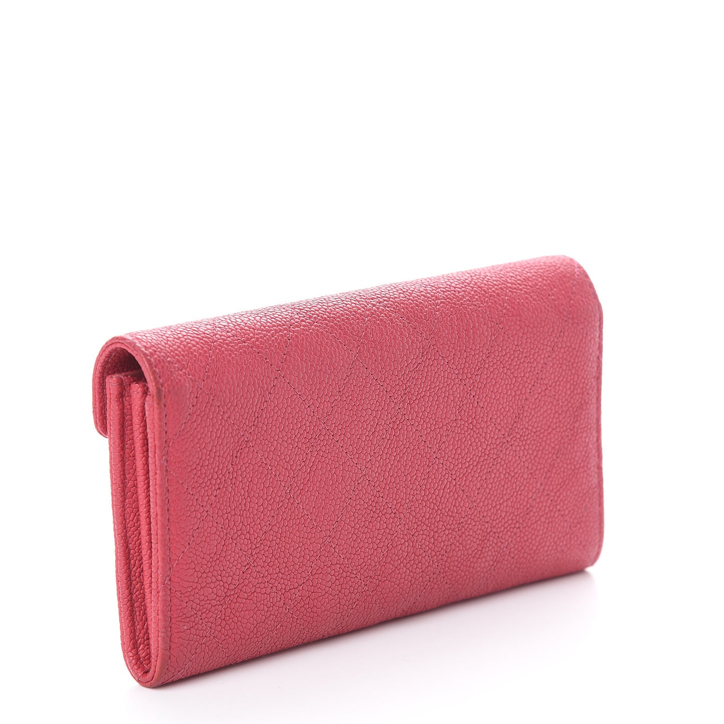 Caviar Quilted CC Box Gusset Flap Wallet Pink