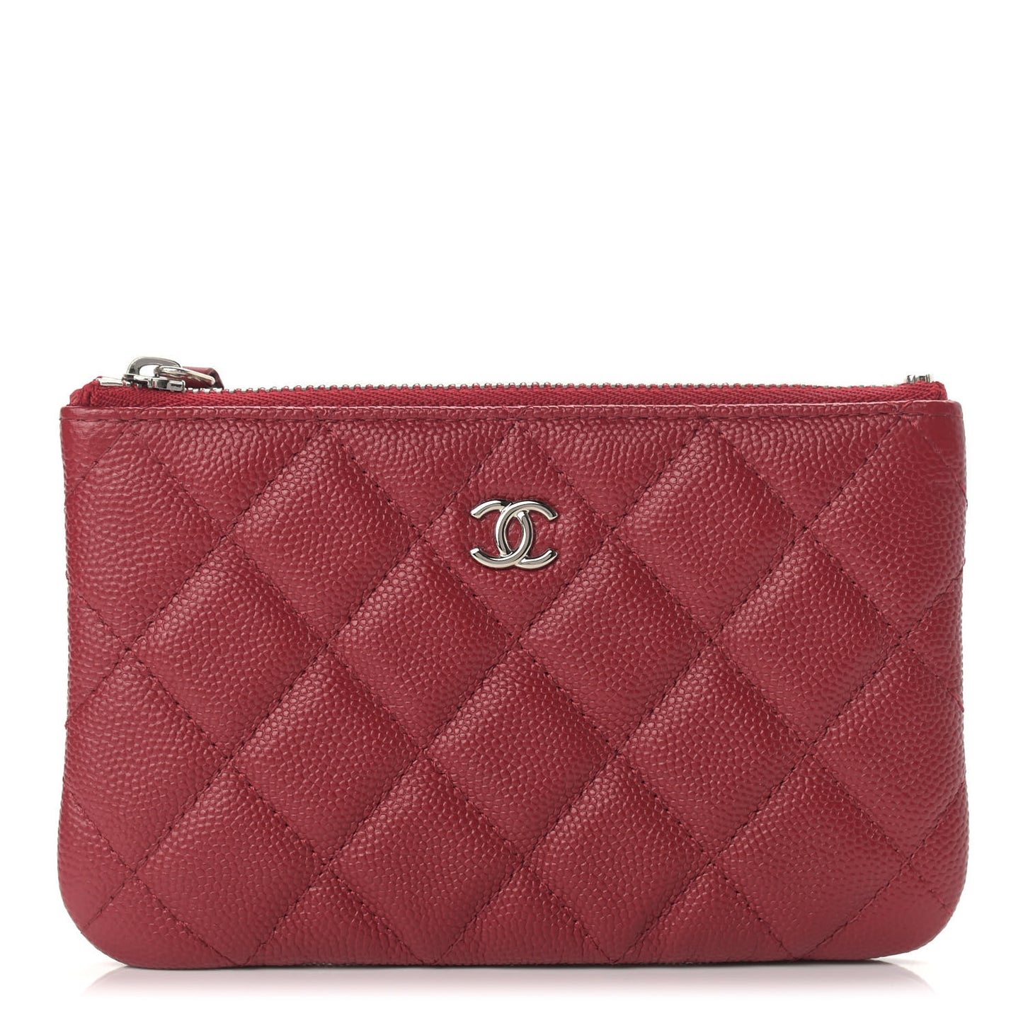 Caviar Quilted Small Cosmetic Case Red